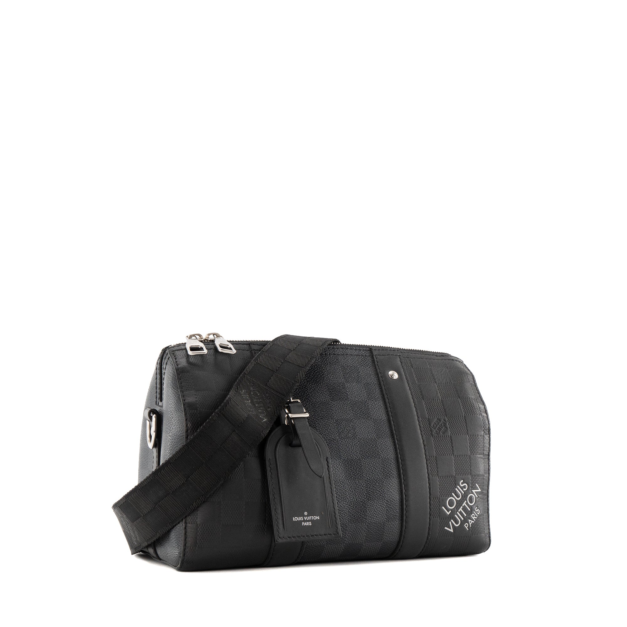 LOUIS VUITTON - Sac à bandoulière City Keepall Louis Vuitton en cuir damier noir édition limitée
