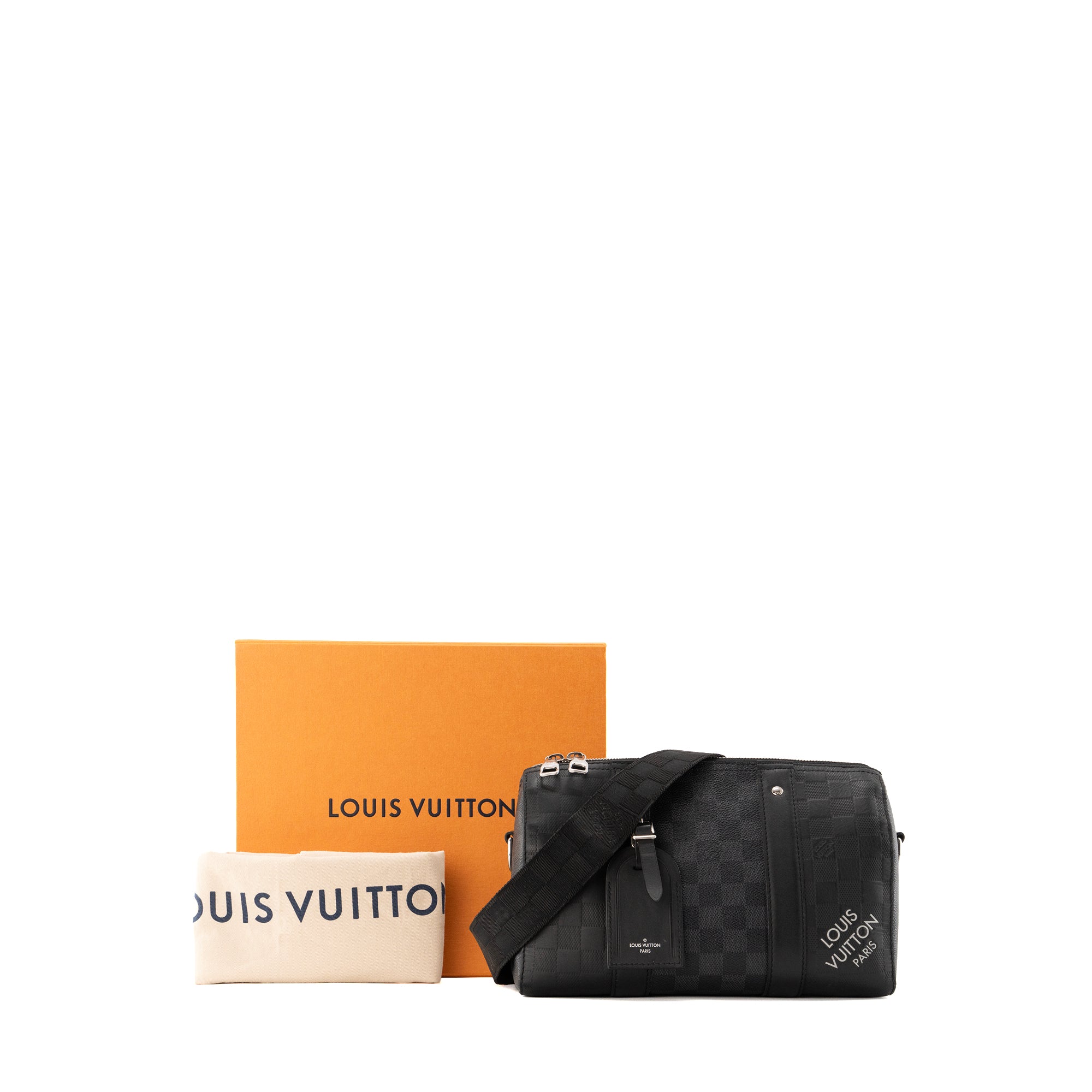 LOUIS VUITTON - Sac à bandoulière City Keepall Louis Vuitton en cuir damier noir édition limitée