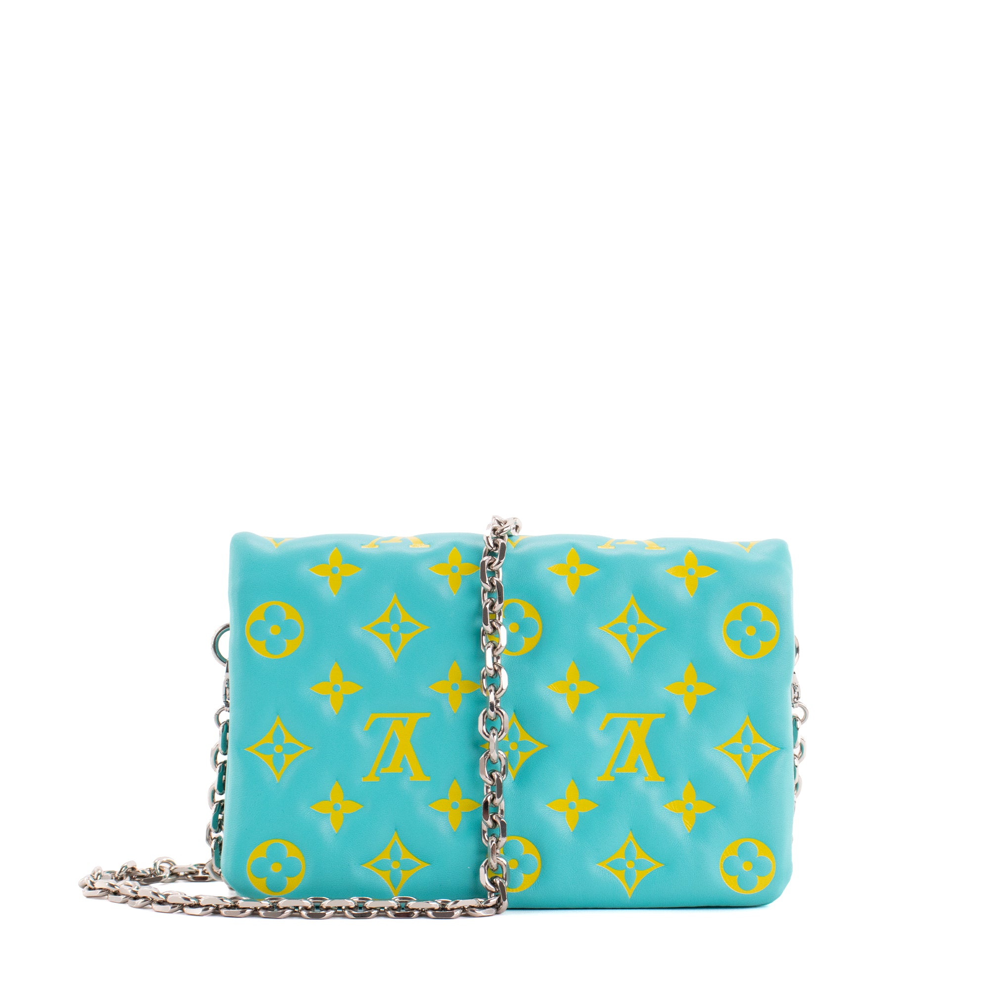 LOUIS VUITTON - Sac à bandoulière Coussin Louis Vuitton en cuir bleu et jaune