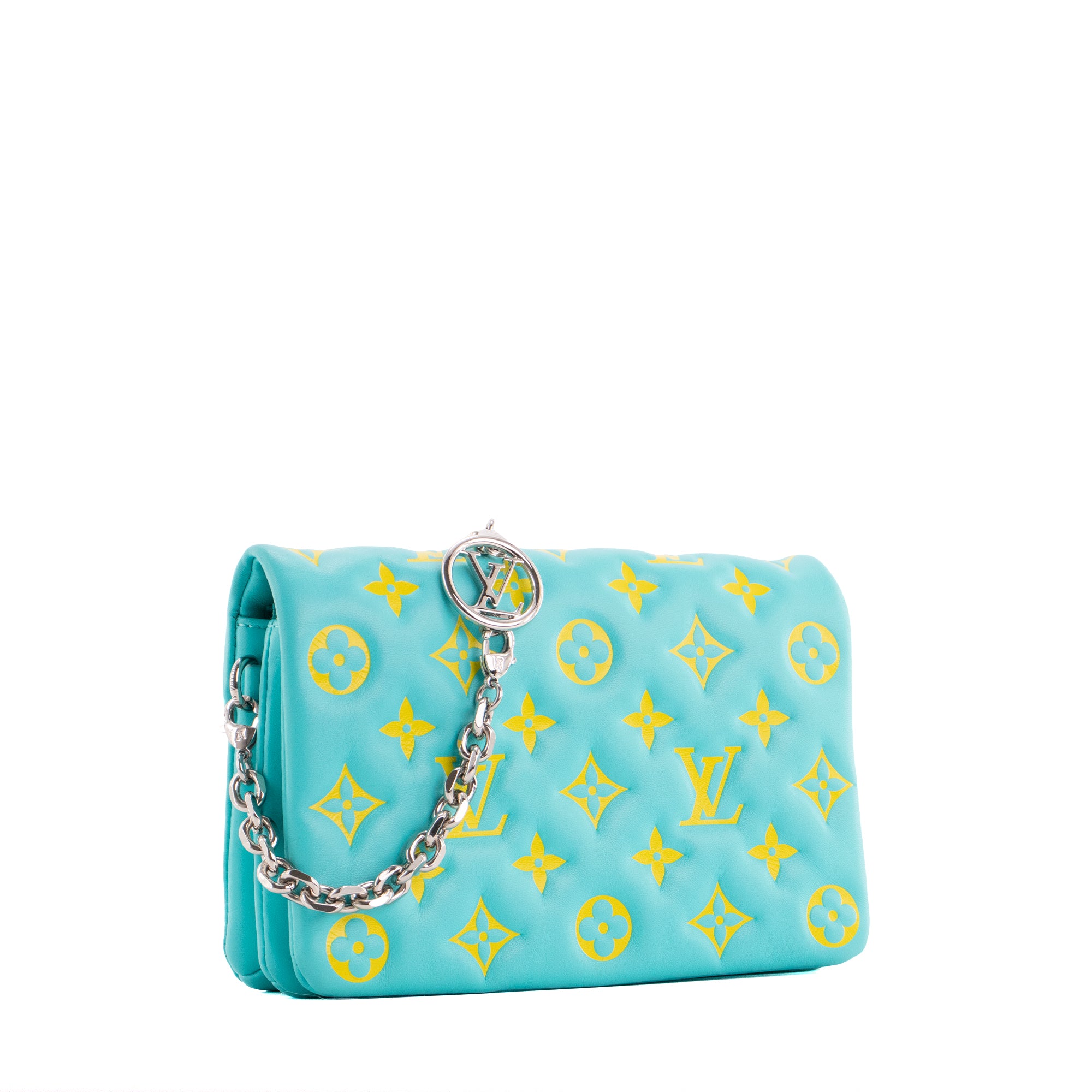 LOUIS VUITTON - Sac à bandoulière Coussin Louis Vuitton en cuir bleu et jaune