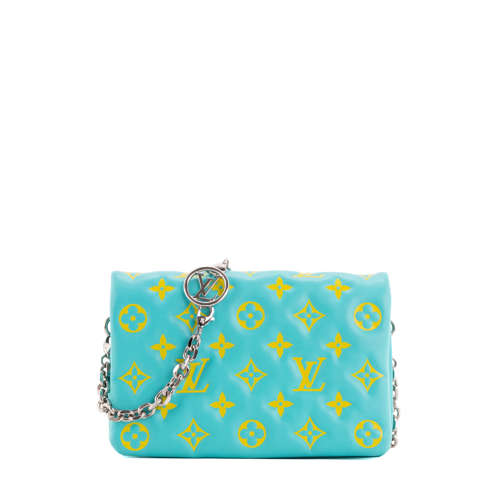LOUIS VUITTON - Sac à bandoulière Coussin Louis Vuitton en cuir bleu et jaune