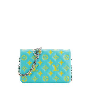 LOUIS VUITTON - Sac à bandoulière Coussin Louis Vuitton en cuir bleu et jaune