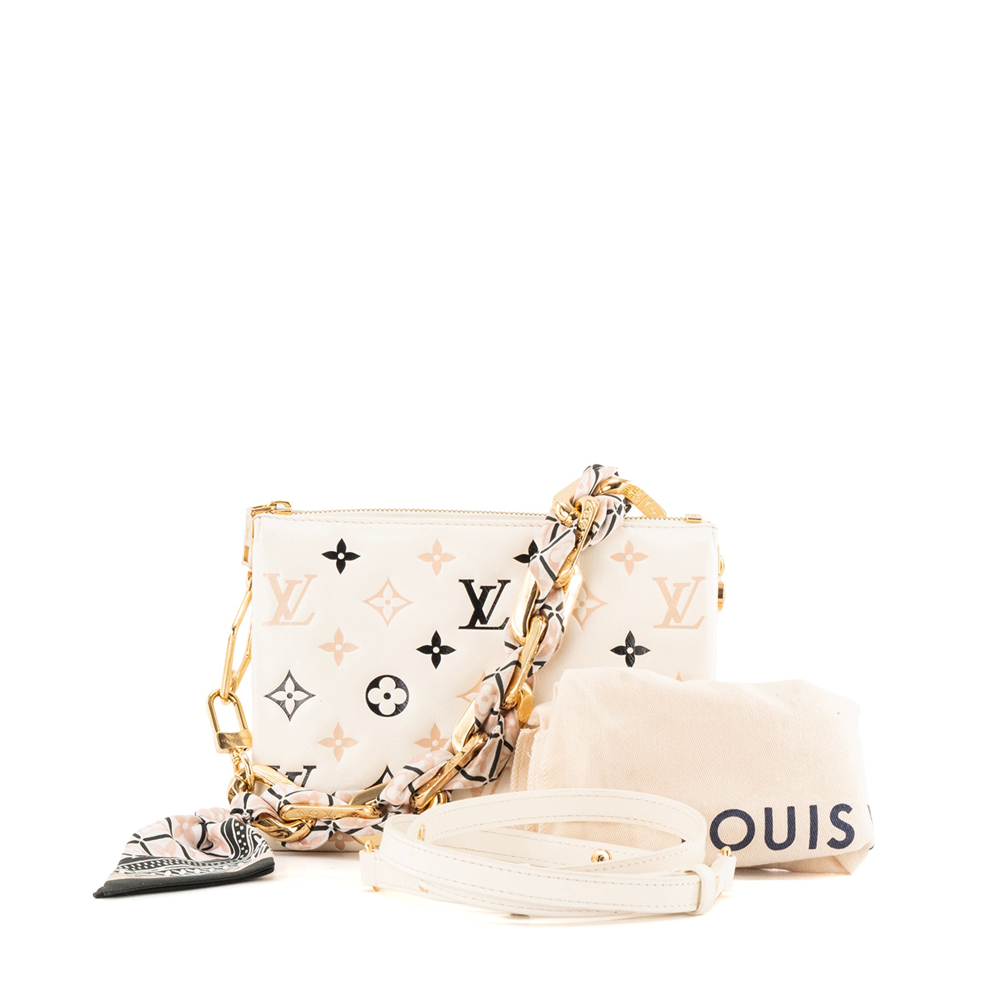 LOUIS VUITTON - Sac à bandoulière Coussin PM Louis Vuitton en cuir beige édition limitée