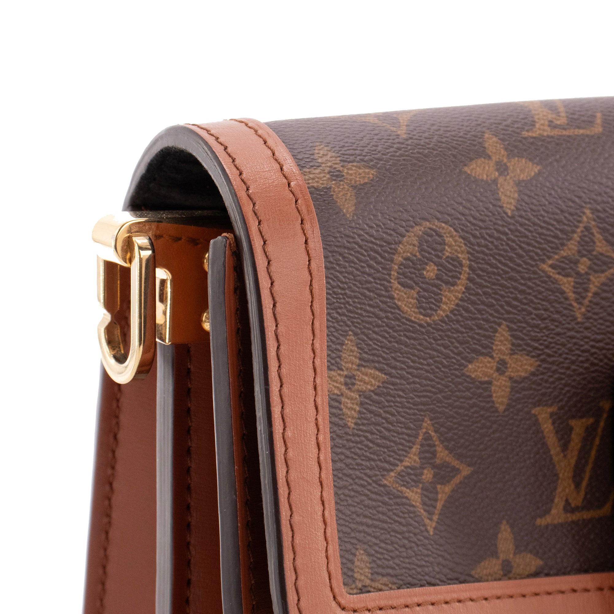 LOUIS VUITTON - Sac à bandoulière Dauphine MM Louis Vuitton en toile enduite monogrammée et cuir