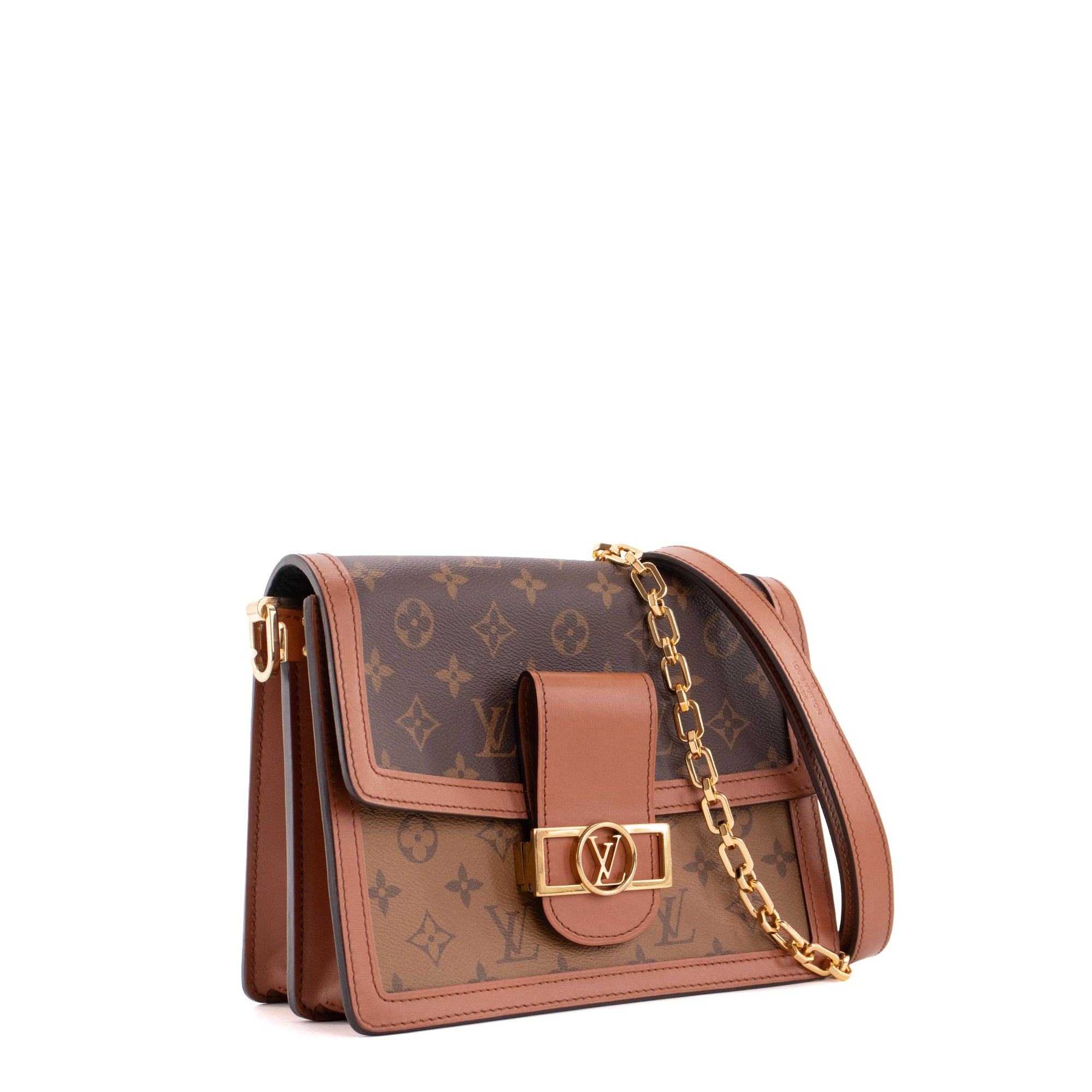 LOUIS VUITTON - Sac à bandoulière Dauphine MM Louis Vuitton en toile enduite monogrammée et cuir