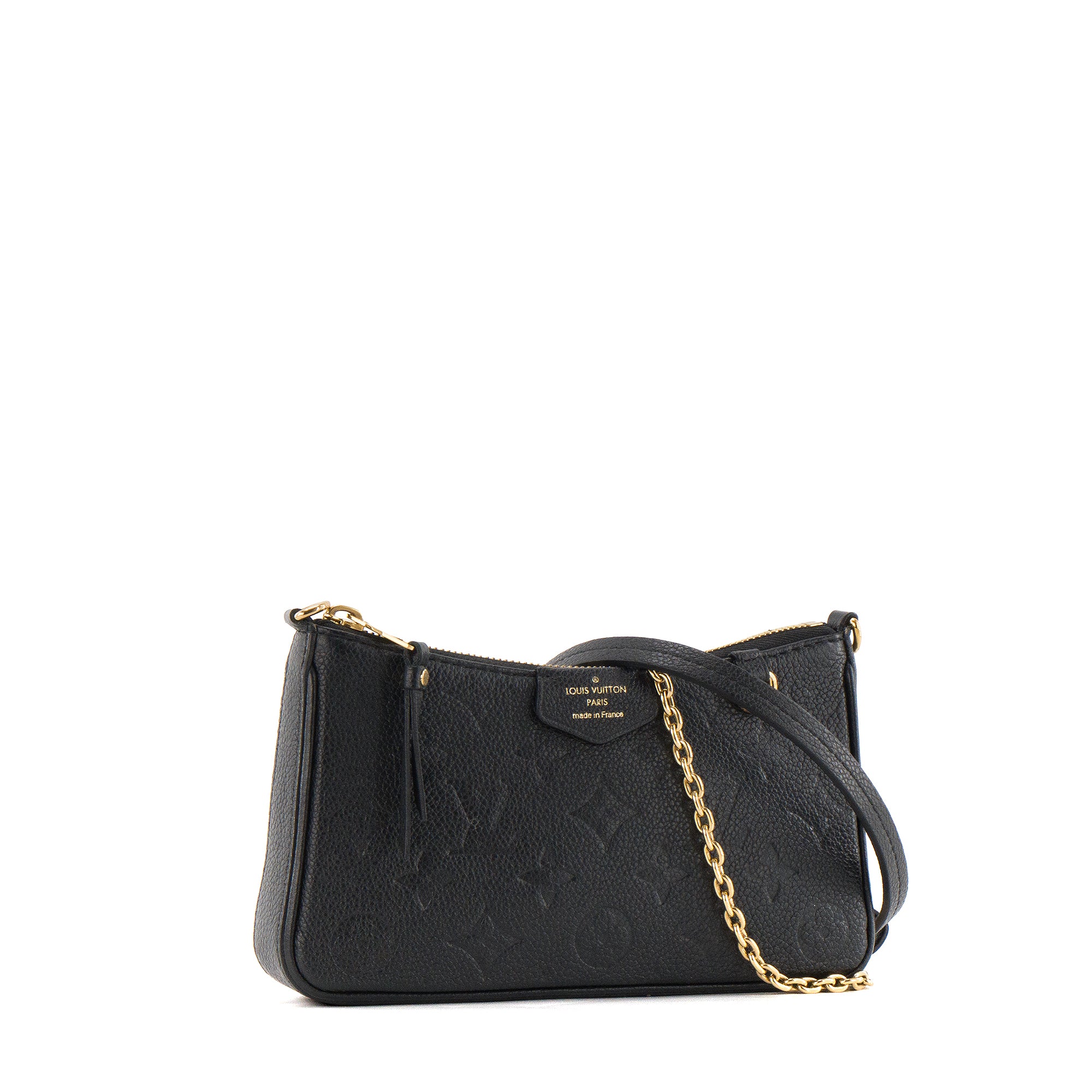 LOUIS VUITTON - Sac à bandoulière Easy Pouch On Strap Louis Vuitton en cuir grainé embossé noir