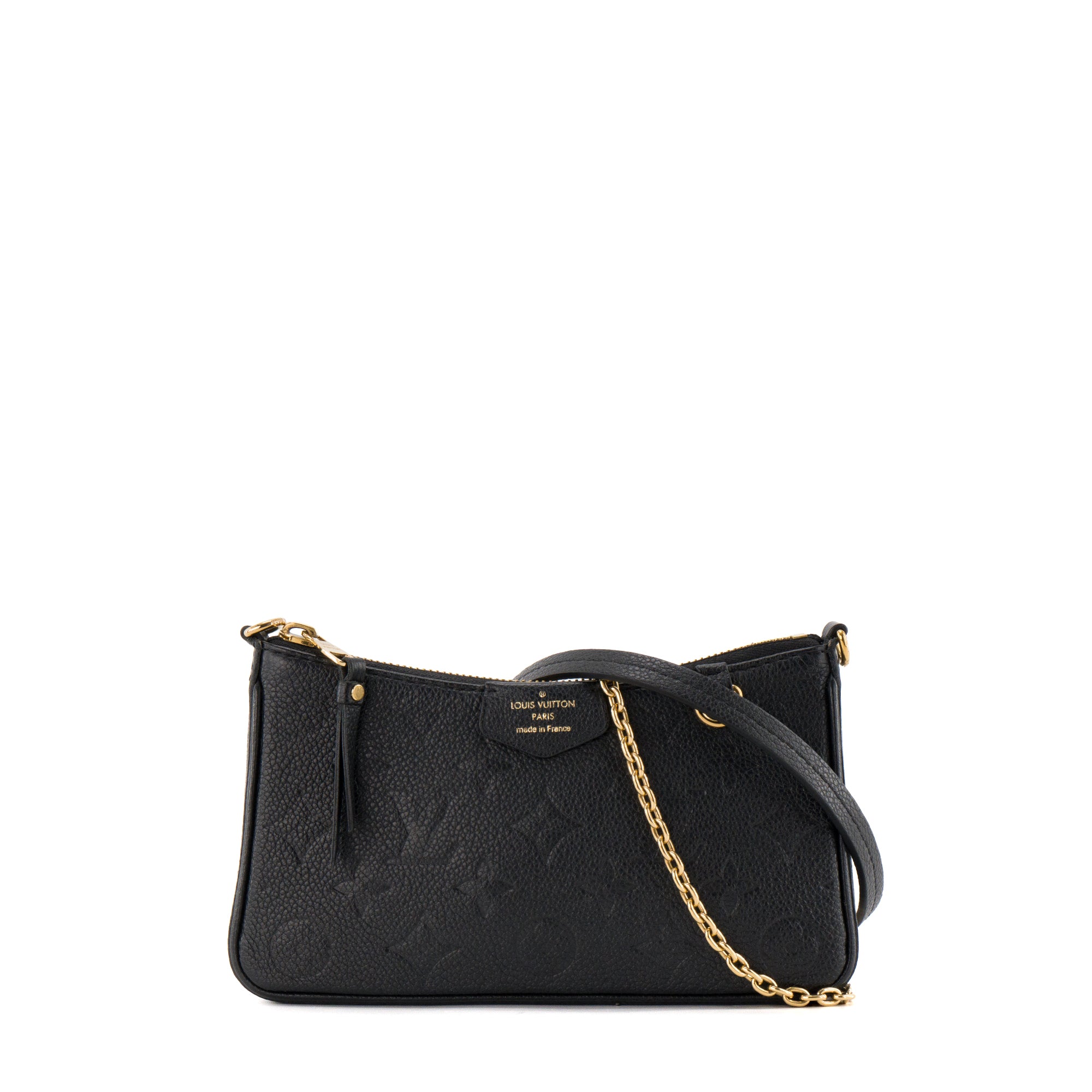 LOUIS VUITTON - Sac à bandoulière Easy Pouch On Strap Louis Vuitton en cuir grainé embossé noir
