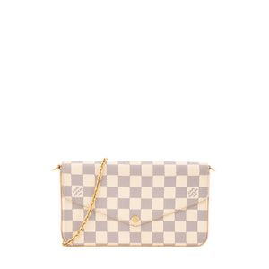 LOUIS VUITTON - Sac à bandoulière Félicie Louis Vuitton en toile enduite damier azur