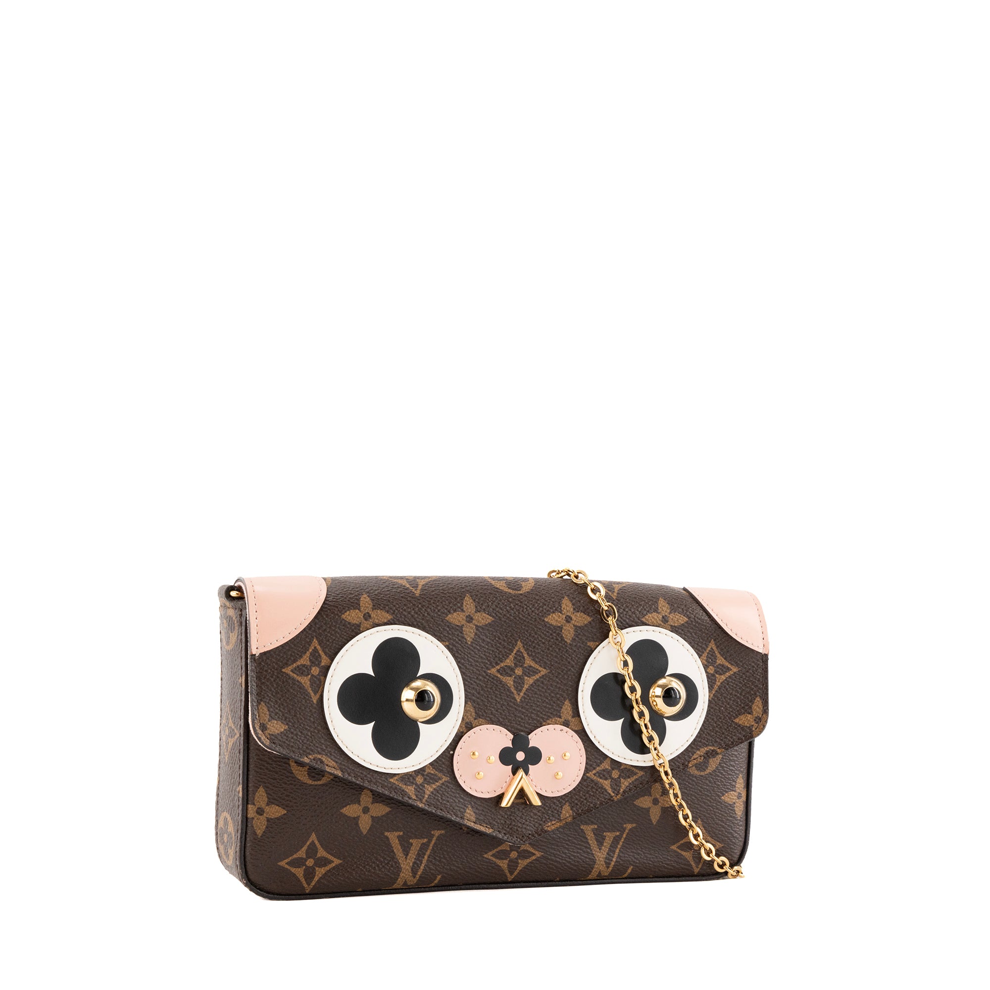 LOUIS VUITTON - Sac à bandoulière Felicie Valentine dog Louis Vuitton en toile enduite monogrammée édition limitée