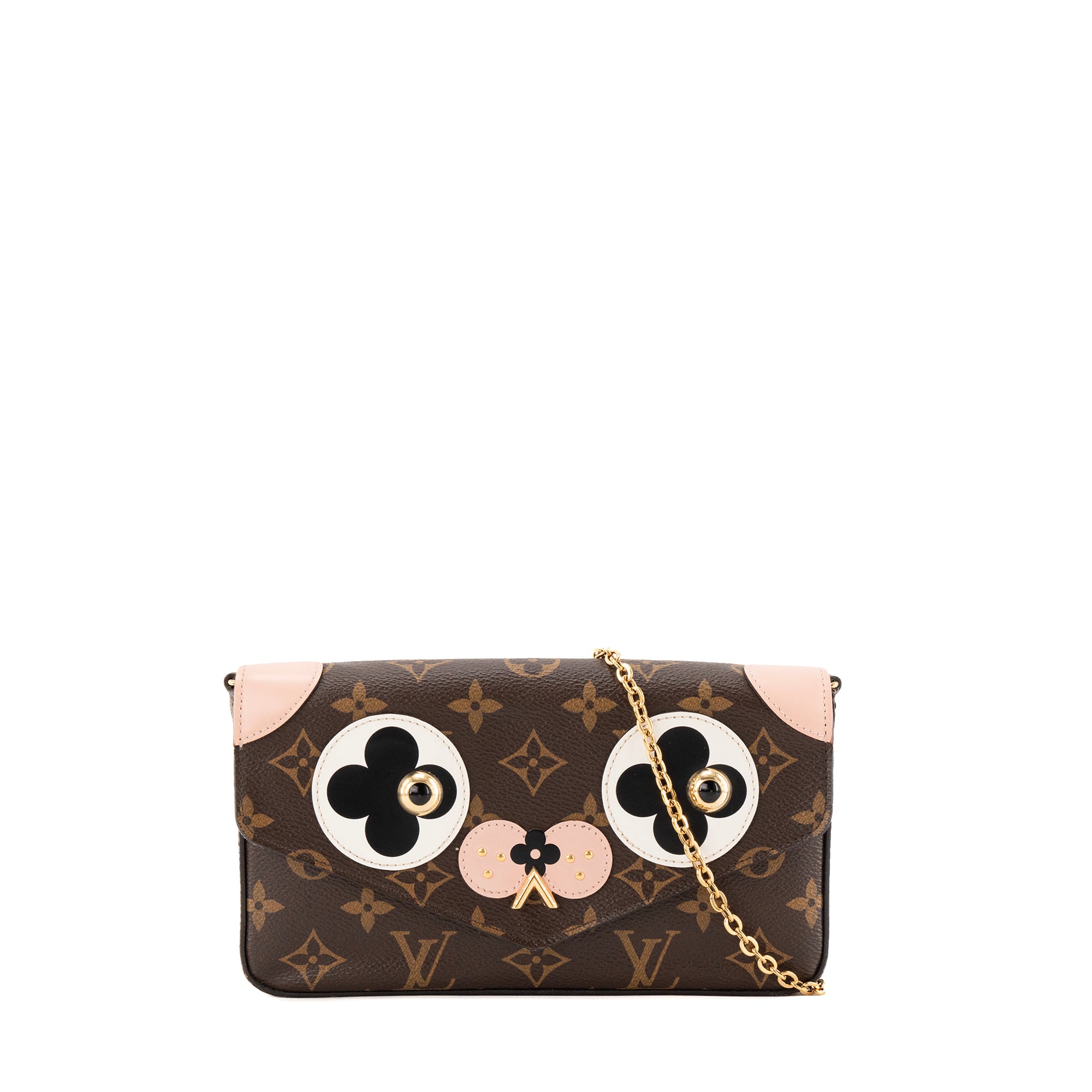 LOUIS VUITTON - Sac à bandoulière Felicie Valentine dog Louis Vuitton en toile enduite monogrammée édition limitée