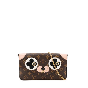 LOUIS VUITTON - Sac à bandoulière Felicie Valentine dog Louis Vuitton en toile enduite monogrammée édition limitée