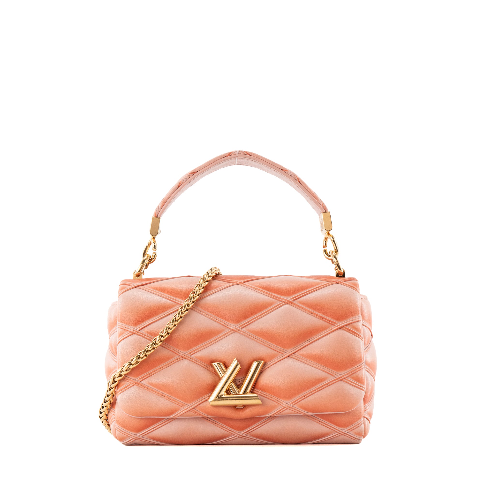 LOUIS VUITTON - Sac à bandoulière GO-14 MM Louis Vuitton en cuir rose corail