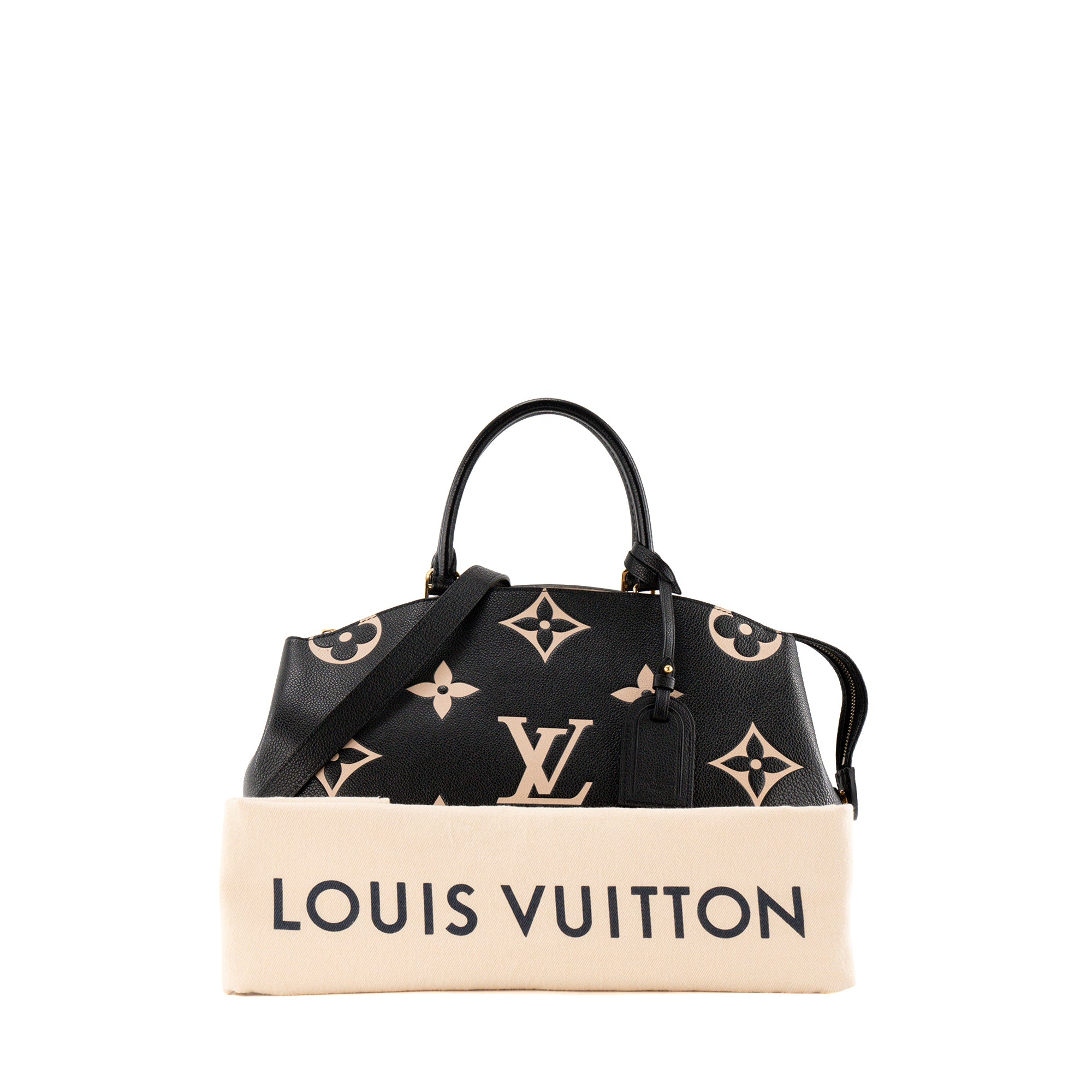 LOUIS VUITTON - Sac à bandoulière Grand Palais Louis Vuitton en cuir empreinte noir et beige