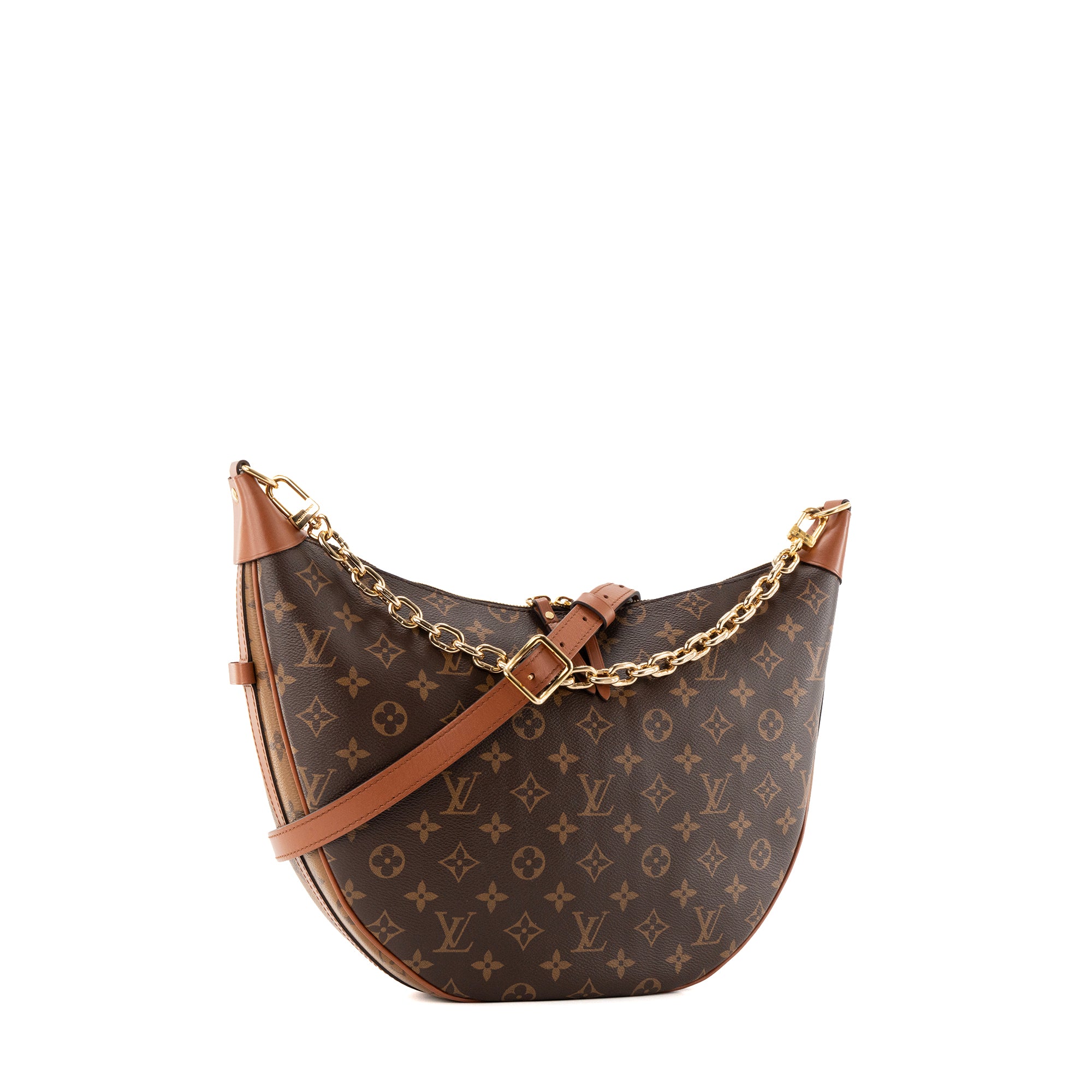LOUIS VUITTON - Sac à bandoulière Hobo Loop Louis Vuitton en toile enduite monogrammée marron