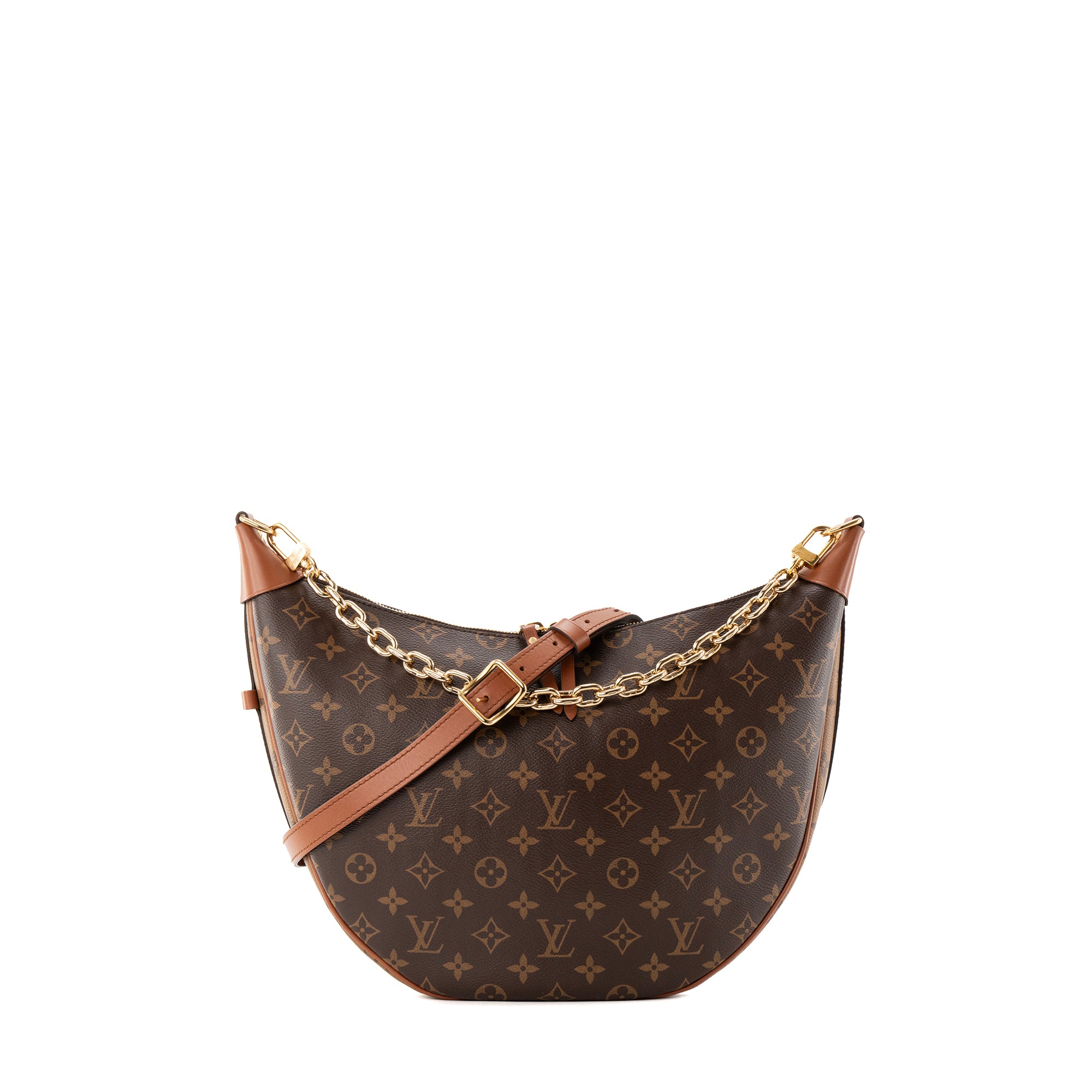LOUIS VUITTON - Sac à bandoulière Hobo Loop Louis Vuitton en toile enduite monogrammée marron