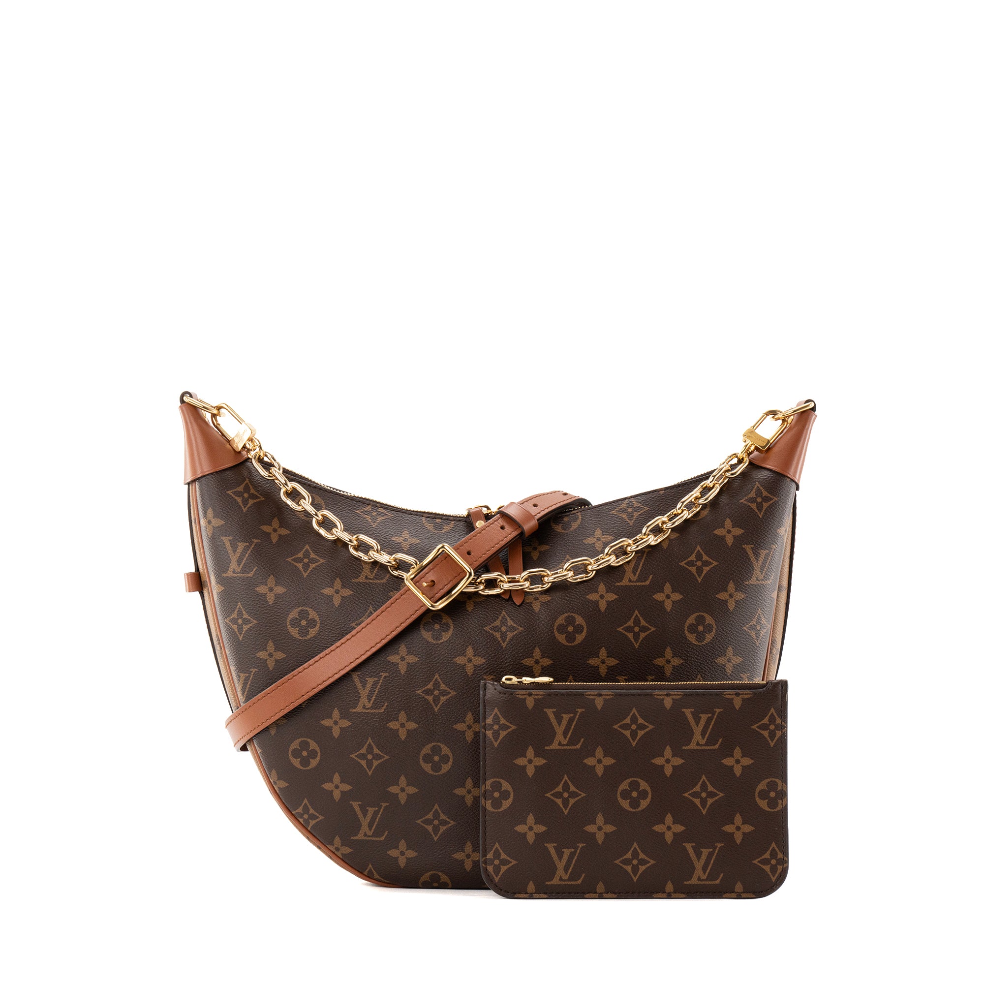 LOUIS VUITTON - Sac à bandoulière Hobo Loop Louis Vuitton en toile enduite monogrammée marron