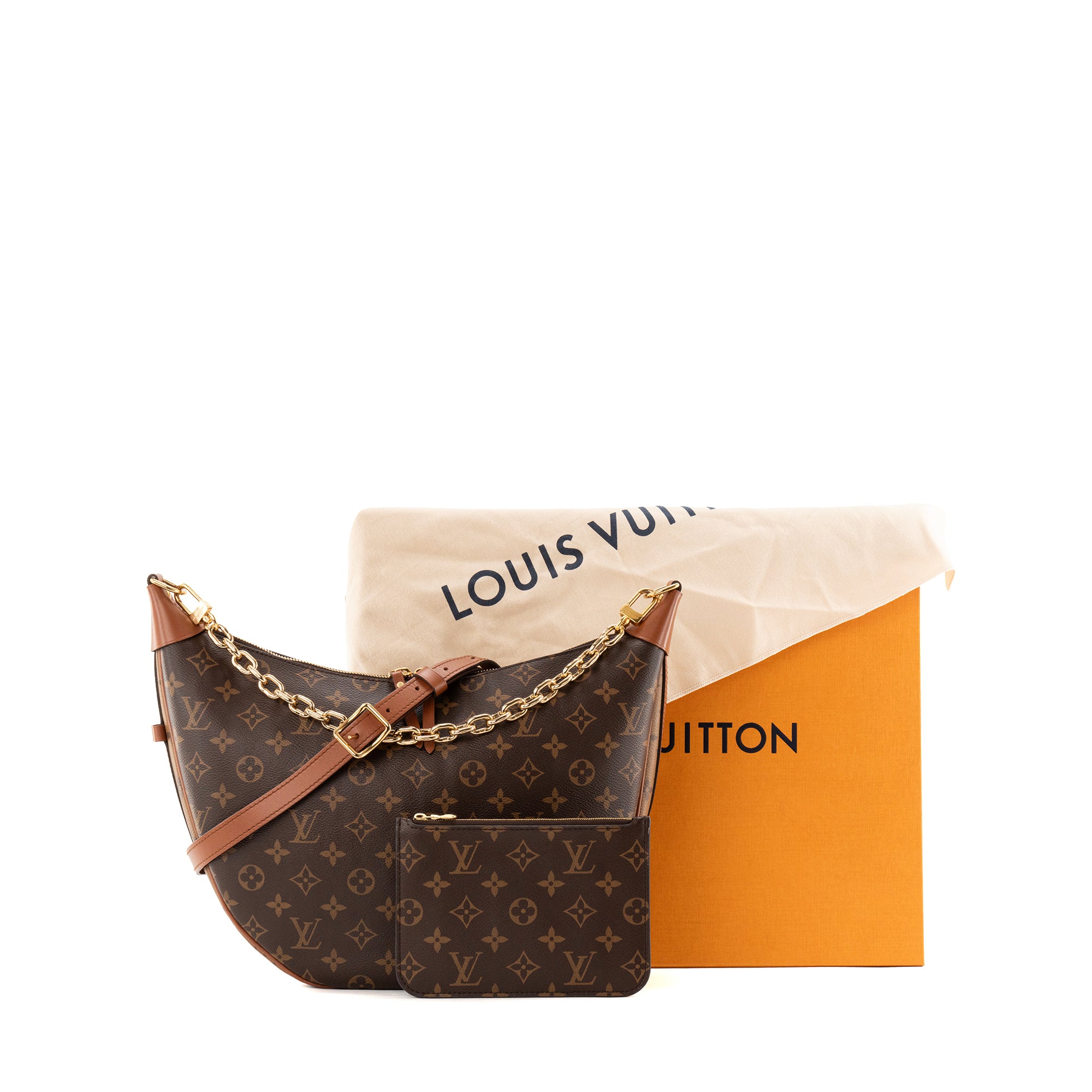 LOUIS VUITTON - Sac à bandoulière Hobo Loop Louis Vuitton en toile enduite monogrammée marron