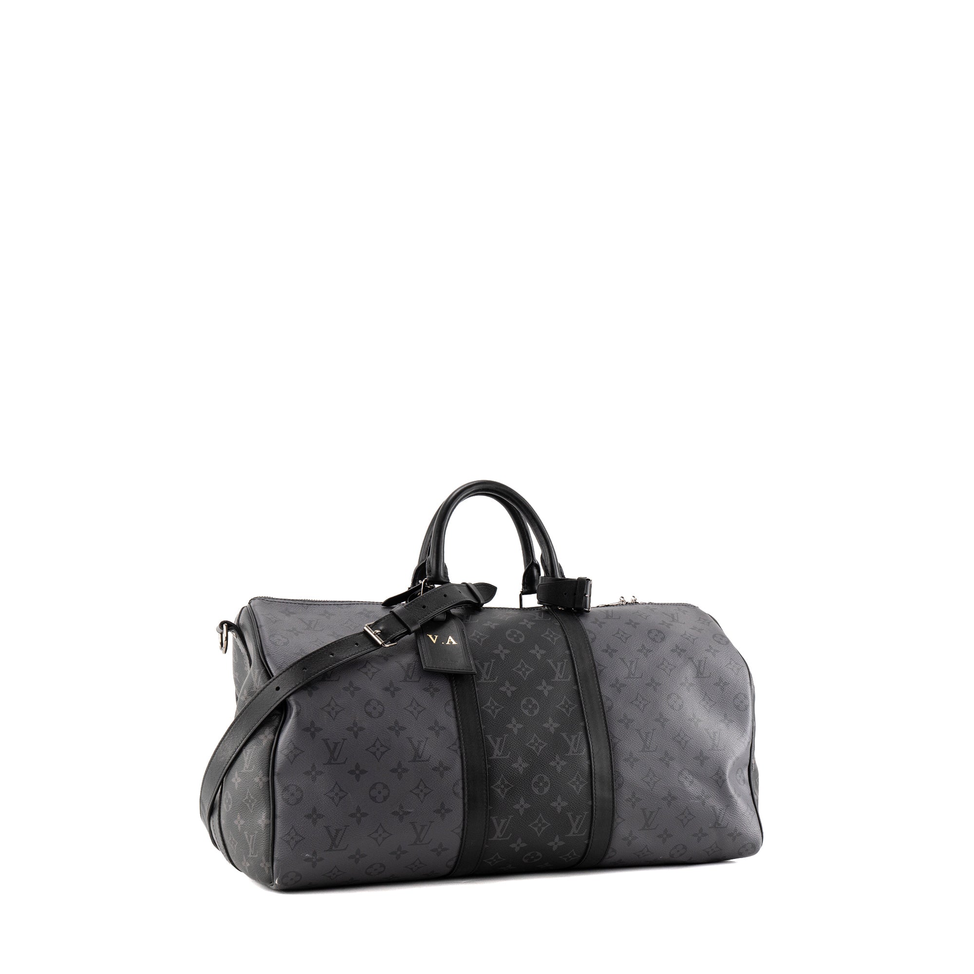 LOUIS VUITTON - Sac à bandoulière Keepall 50 Louis Vuitton en toile enduite monogrammée eclipse