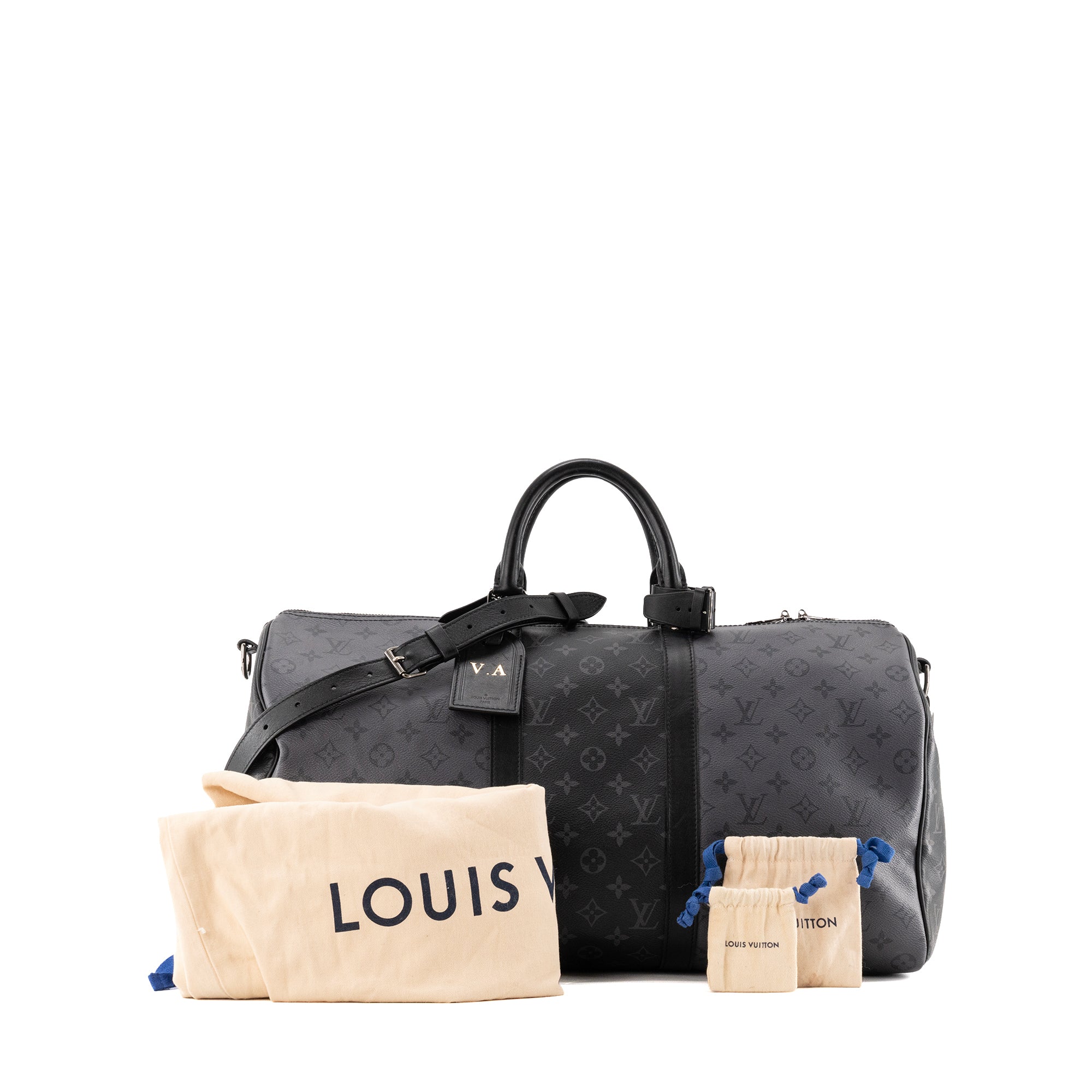 LOUIS VUITTON - Sac à bandoulière Keepall 50 Louis Vuitton en toile enduite monogrammée eclipse