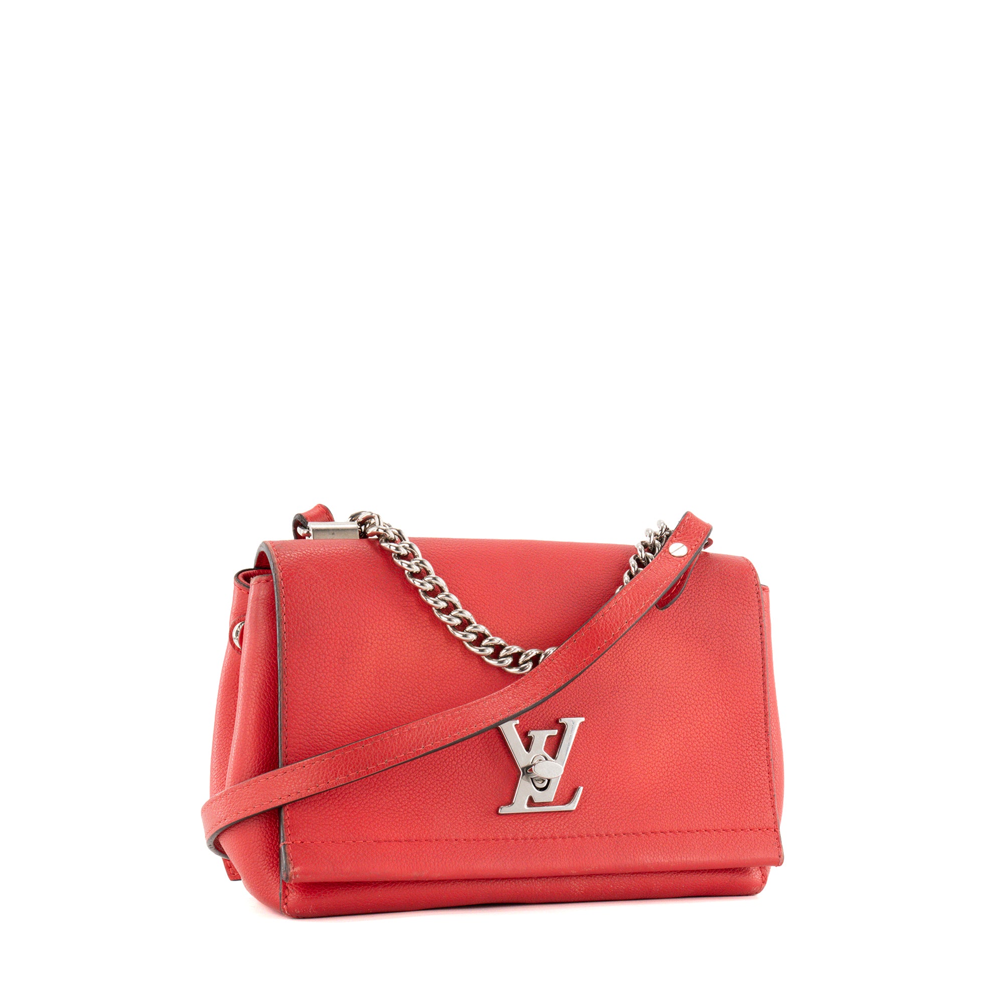 LOUIS VUITTON - Sac à bandoulière Lockme II BB Louis Vuitton en cuir grainé rouge