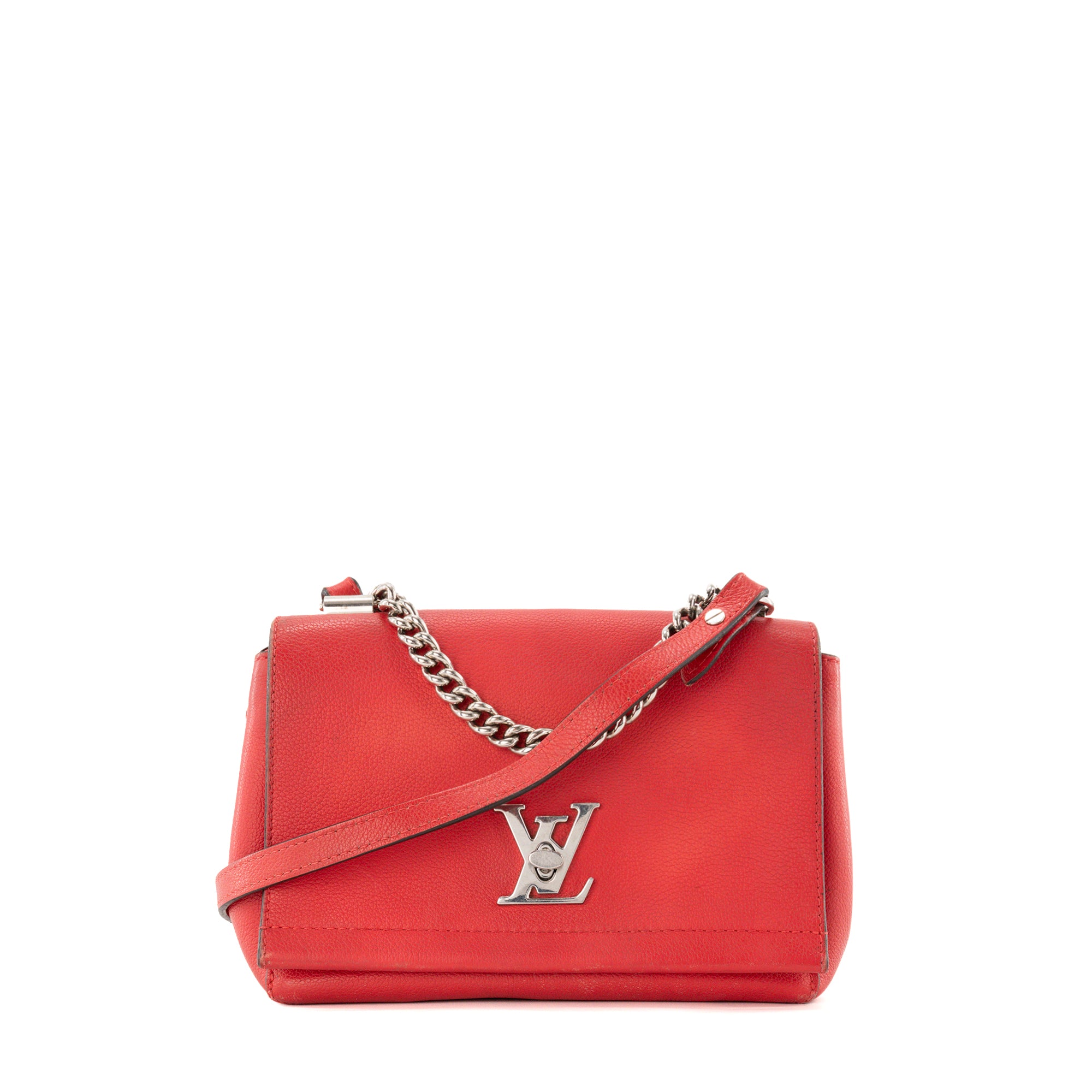 LOUIS VUITTON - Sac à bandoulière Lockme II BB Louis Vuitton en cuir grainé rouge