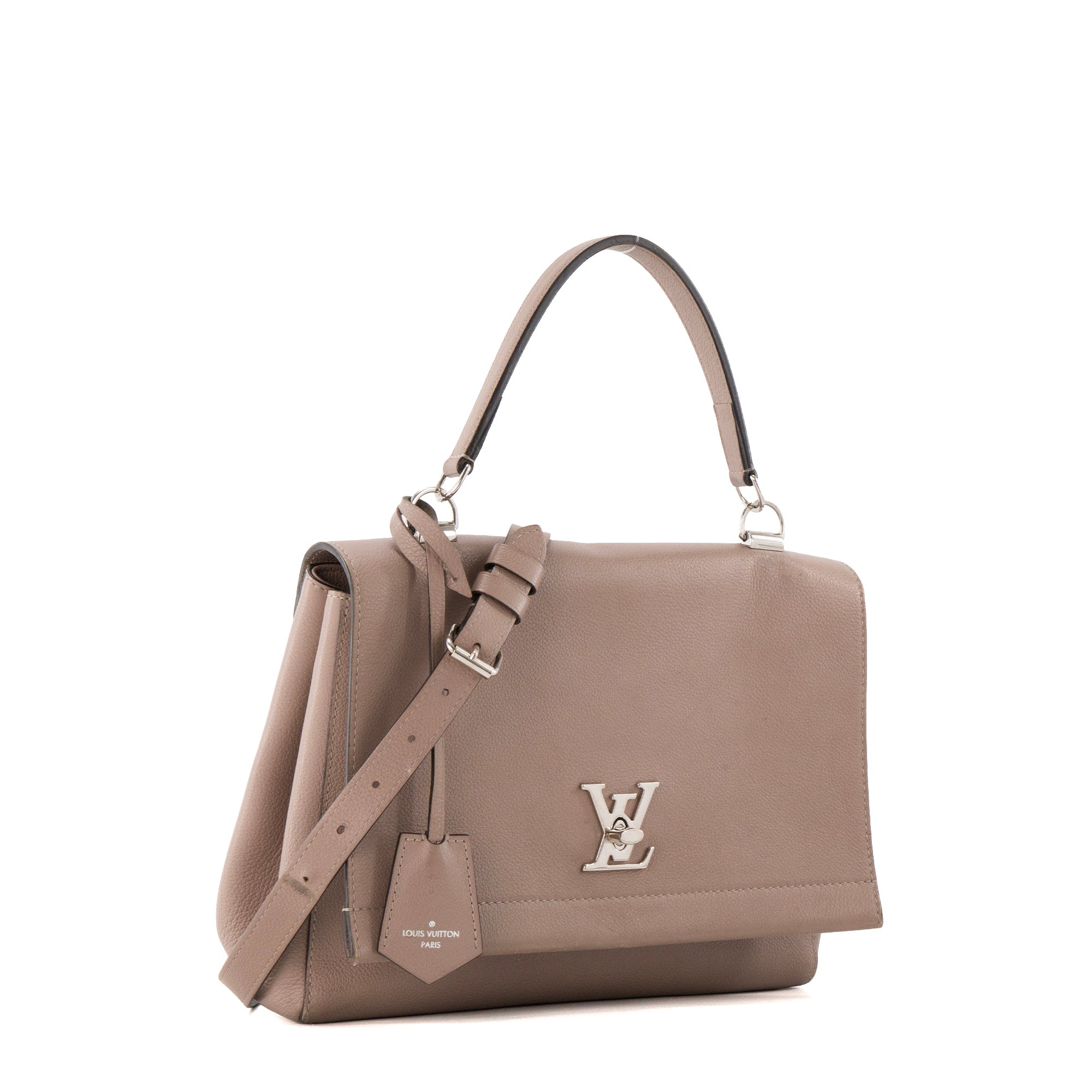 LOUIS VUITTON - Sac à bandoulière Lockme II Louis Vuitton en cuir grainé taupe