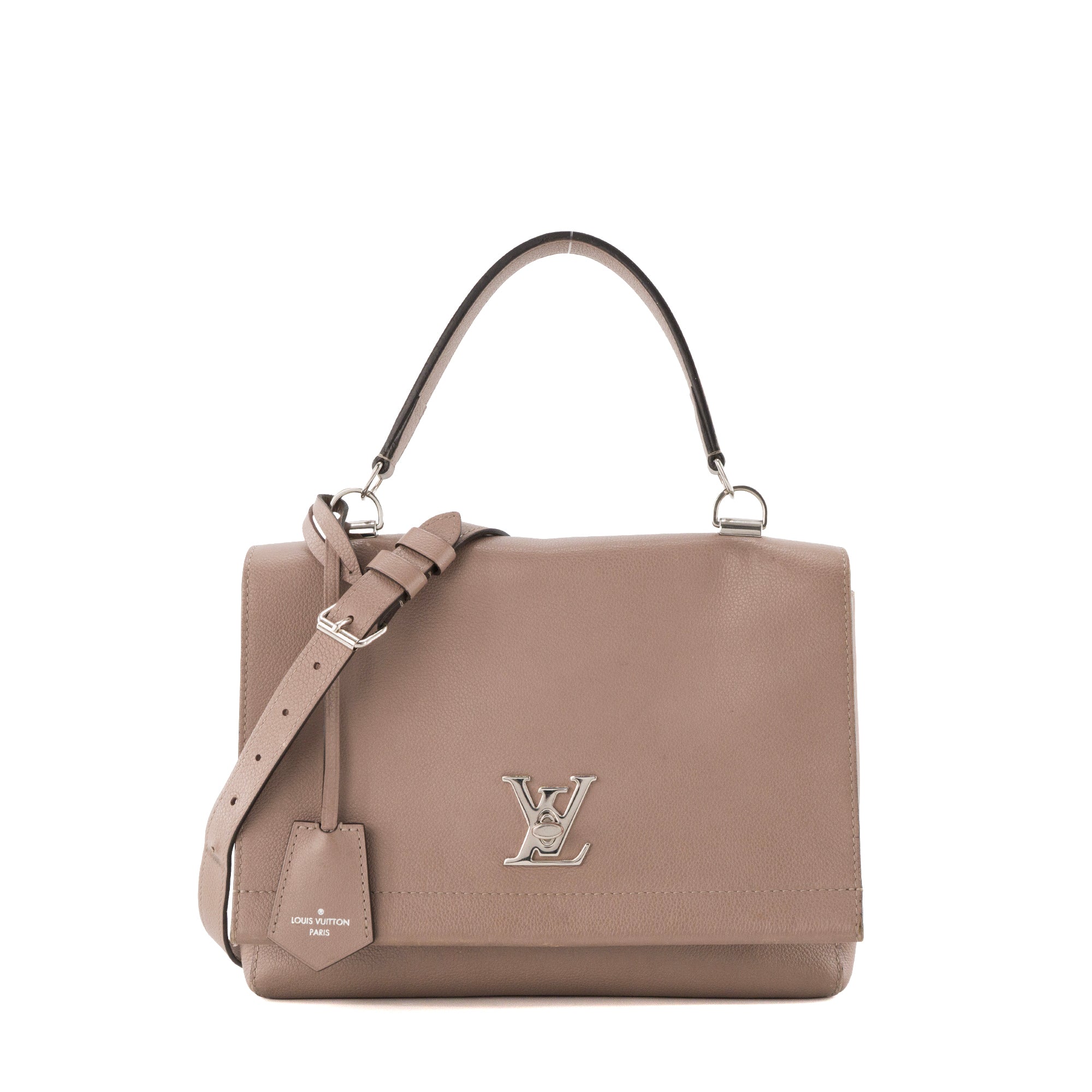 LOUIS VUITTON - Sac à bandoulière Lockme II Louis Vuitton en cuir grainé taupe