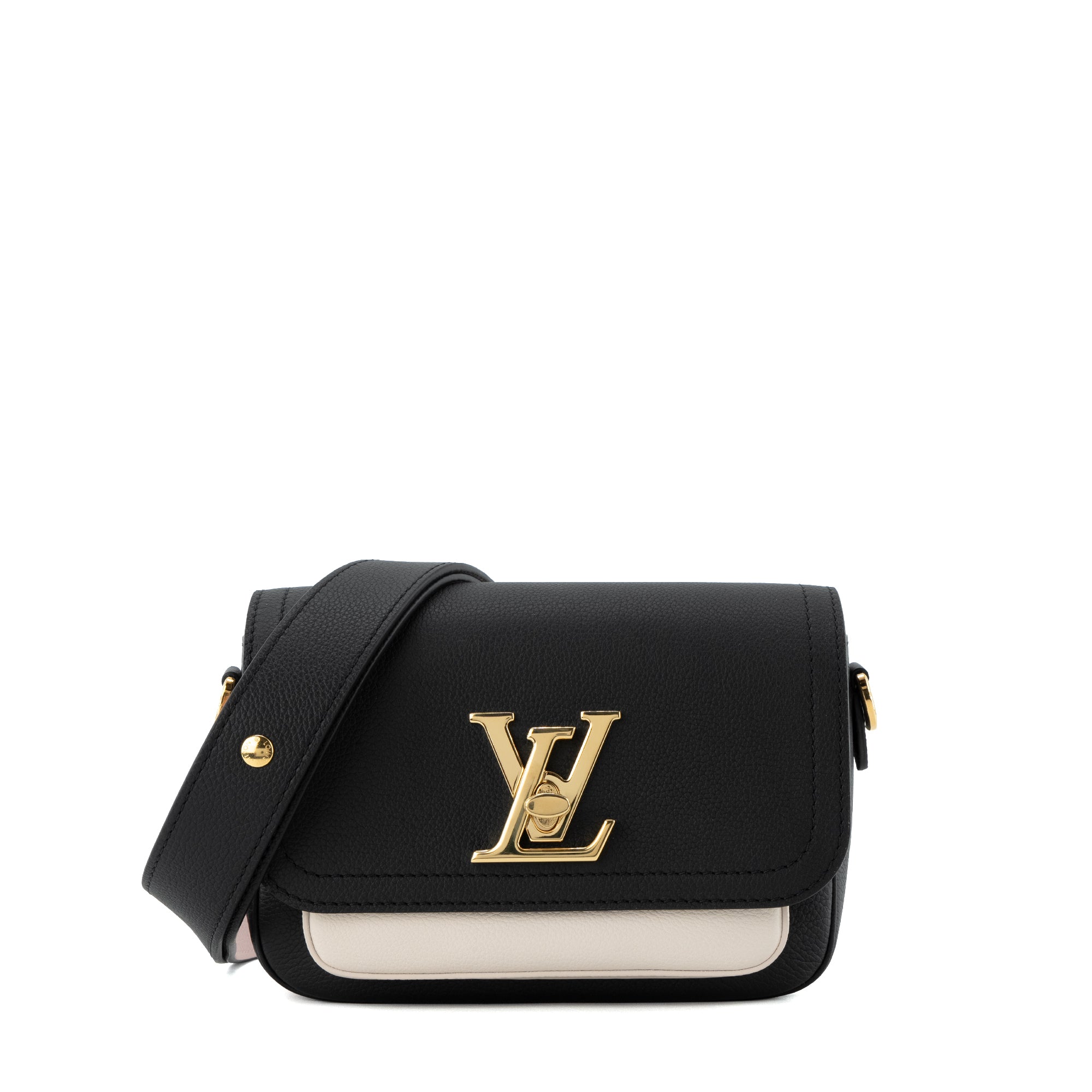 LOUIS VUITTON - Sac à bandoulière Lockme Tender Louis Vuitton en cuir grainé noir