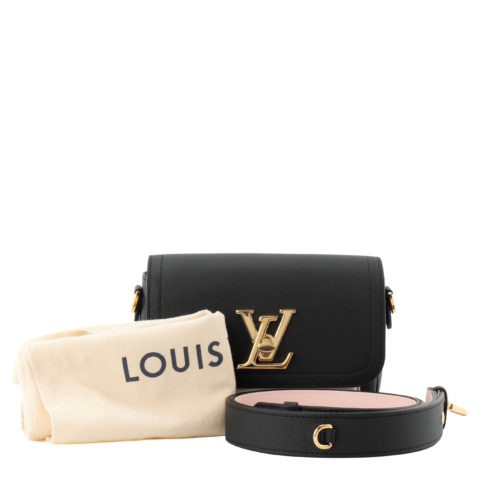 LOUIS VUITTON - Sac à bandoulière Lockme Tender Louis Vuitton en cuir grainé noir