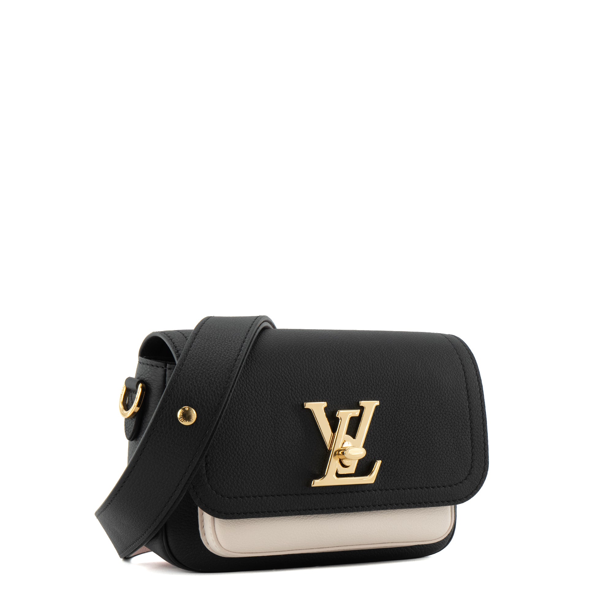LOUIS VUITTON - Sac à bandoulière Lockme Tender Louis Vuitton en cuir grainé noir