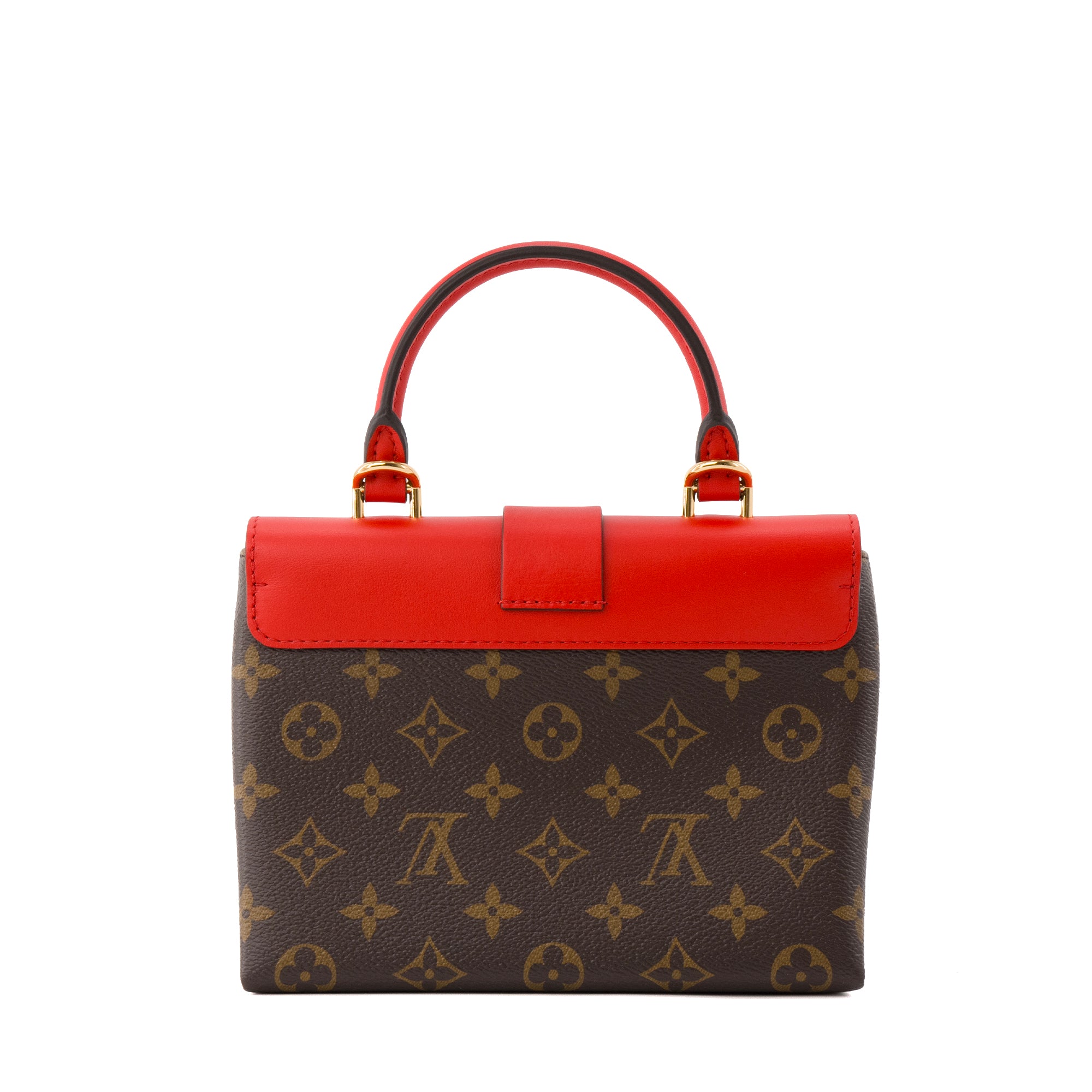 LOUIS VUITTON - Sac à bandoulière Locky BB Louis Vuitton en toile monogrammée et cuir rouge