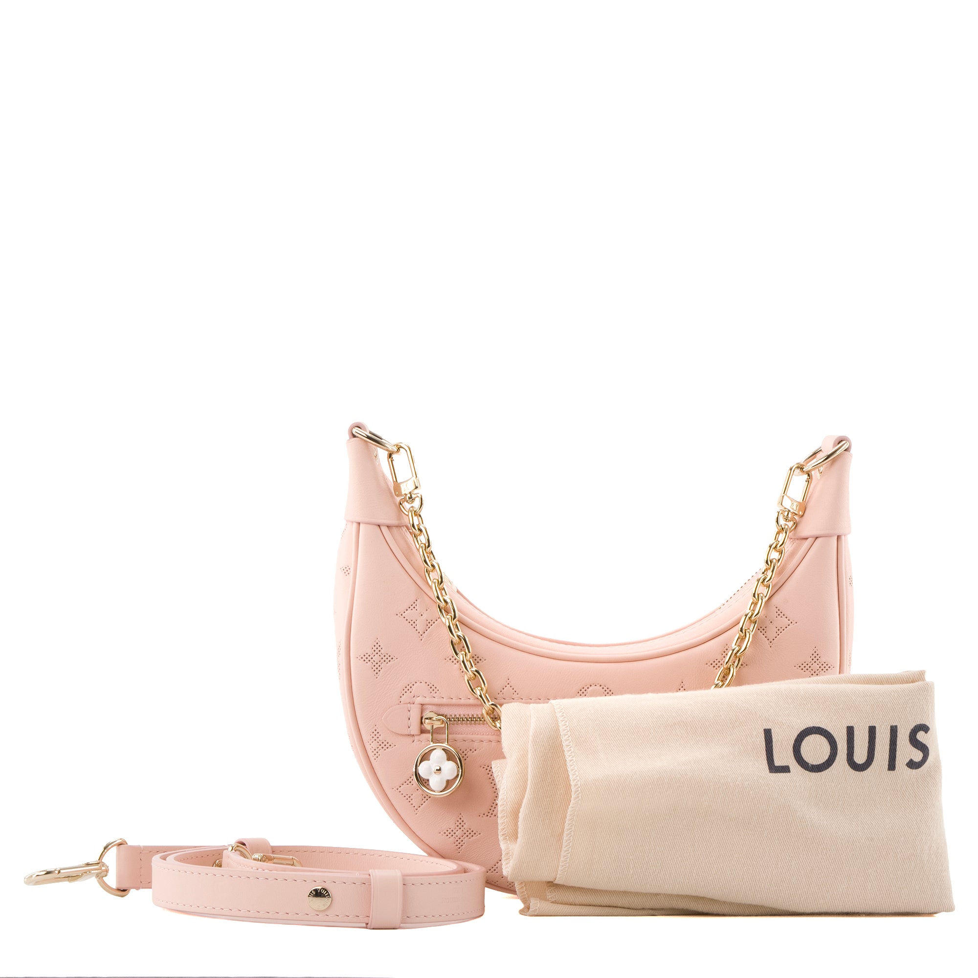 LOUIS VUITTON - Sac à bandoulière Loop Louis Vuitton en cuir perforé monogrammé rose