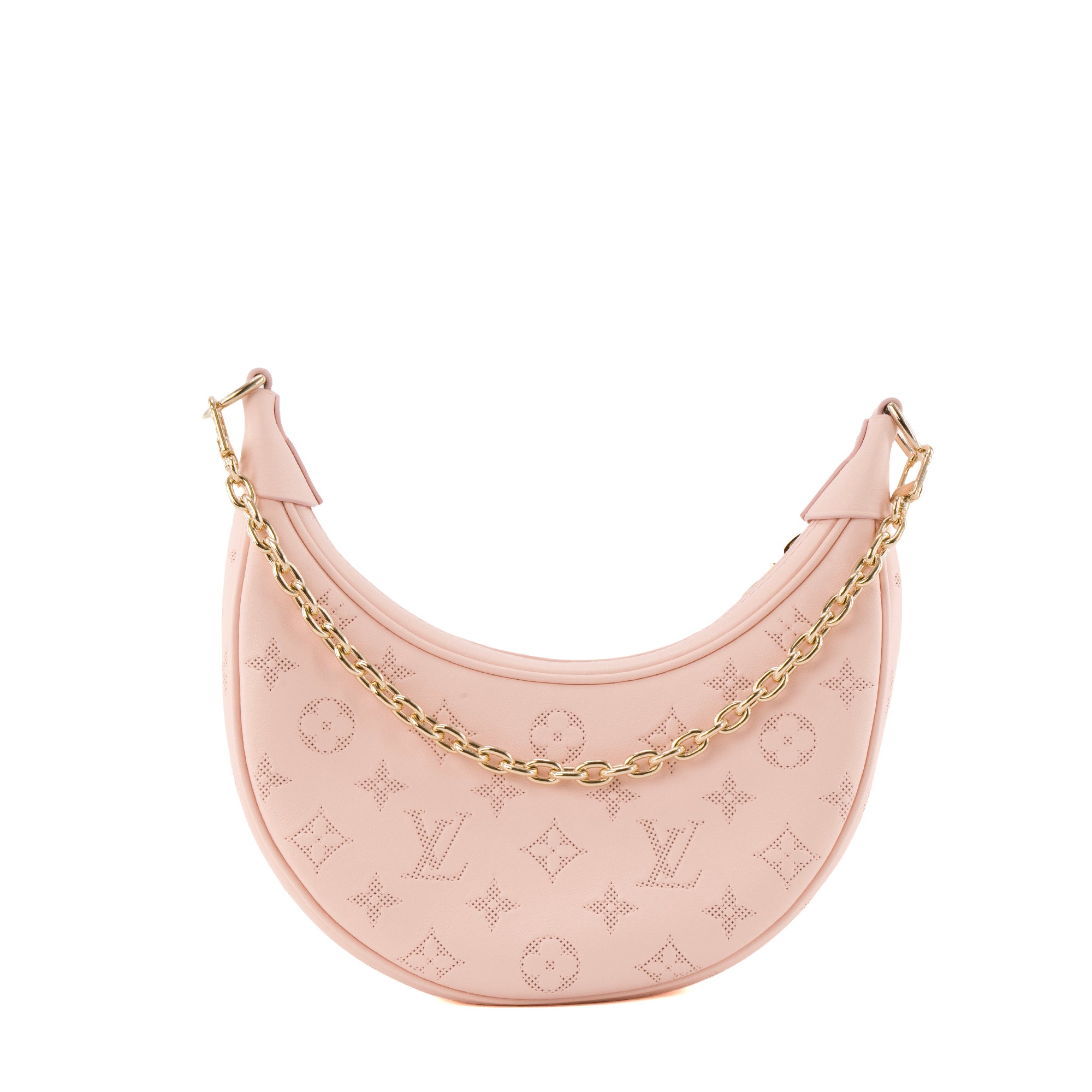 LOUIS VUITTON - Sac à bandoulière Loop Louis Vuitton en cuir perforé monogrammé rose