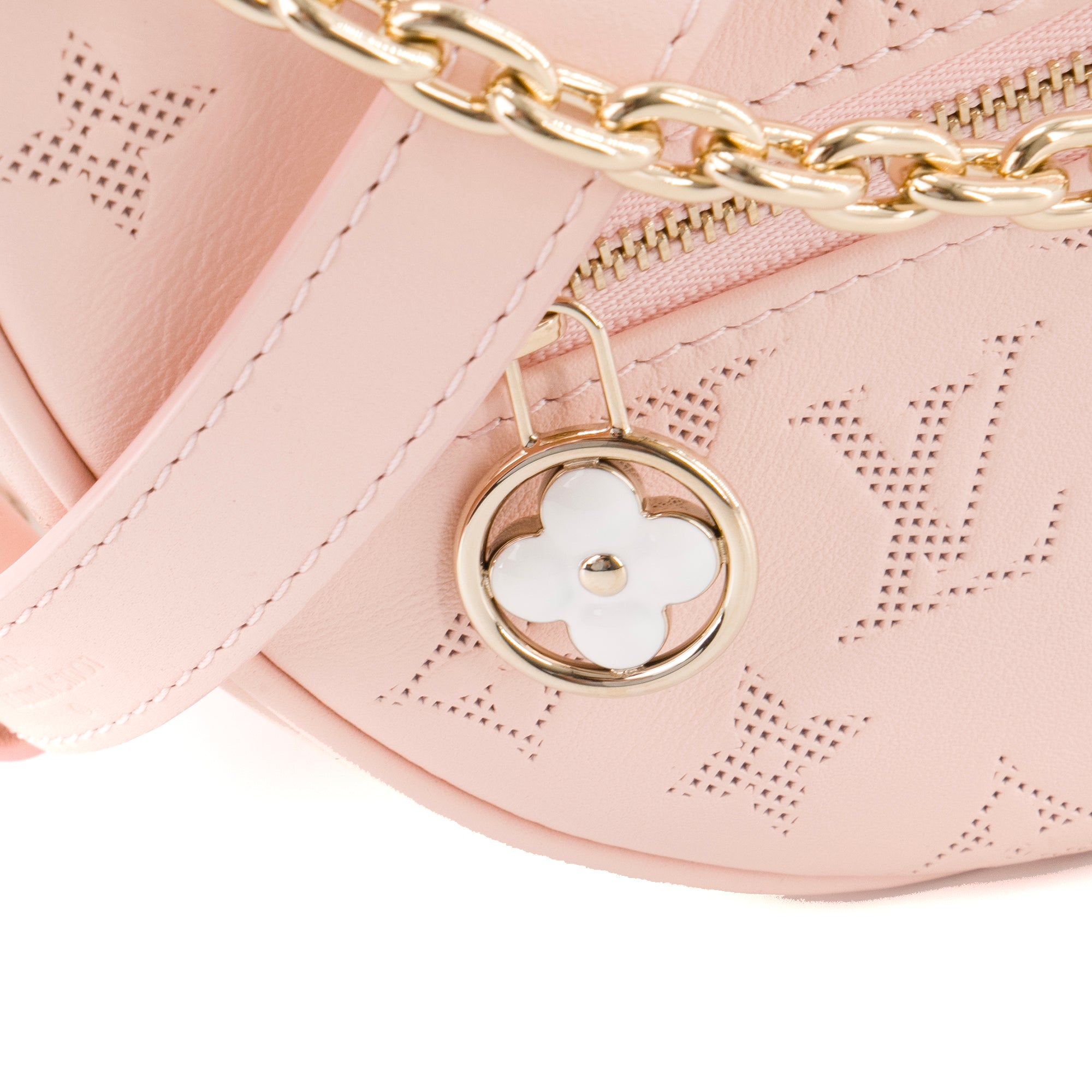 LOUIS VUITTON - Sac à bandoulière Loop Louis Vuitton en cuir perforé monogrammé rose