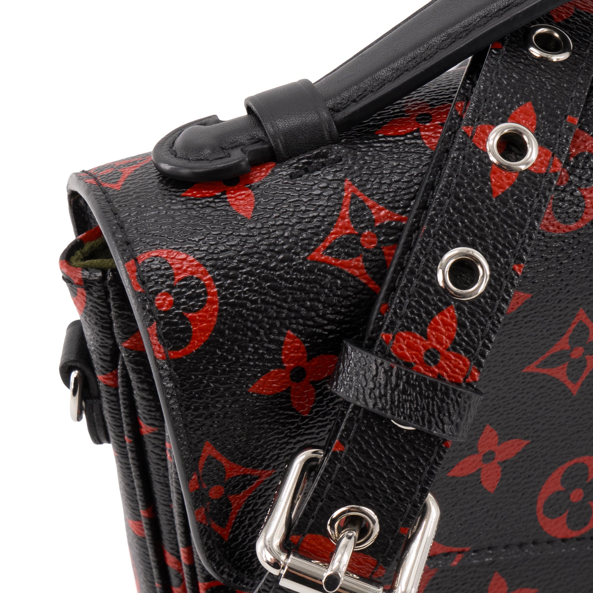 LOUIS VUITTON - Sac à bandoulière Métis Louis Vuitton en toile enduite monogrammée noire et rouge édition limitée Infrarouge