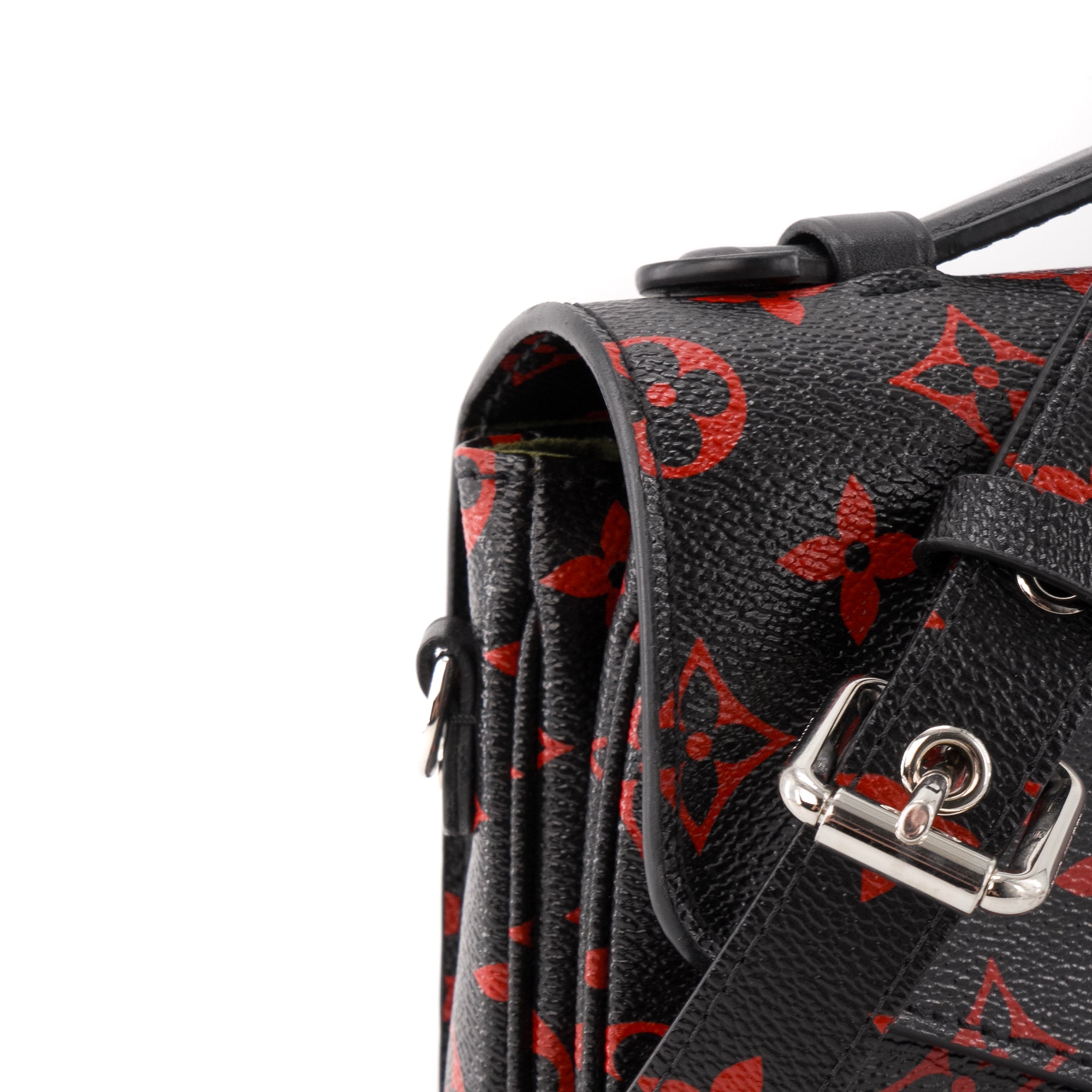 LOUIS VUITTON - Sac à bandoulière Métis Louis Vuitton en toile enduite monogrammée noire et rouge édition limitée Infrarouge