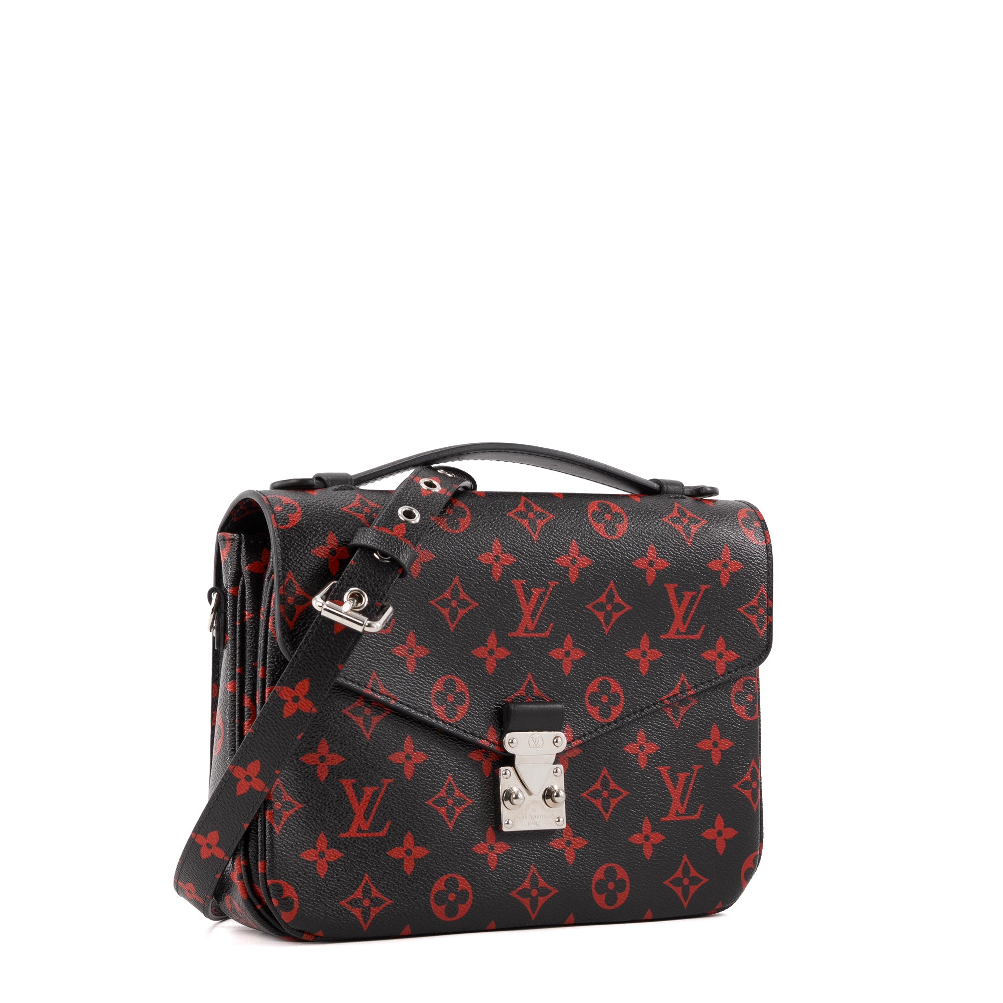 LOUIS VUITTON - Sac à bandoulière Métis Louis Vuitton en toile enduite monogrammée noire et rouge édition limitée Infrarouge