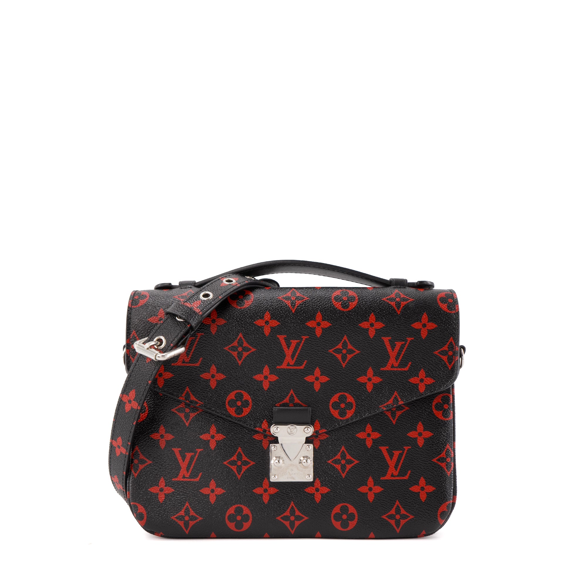 LOUIS VUITTON - Sac à bandoulière Métis Louis Vuitton en toile enduite monogrammée noire et rouge édition limitée Infrarouge