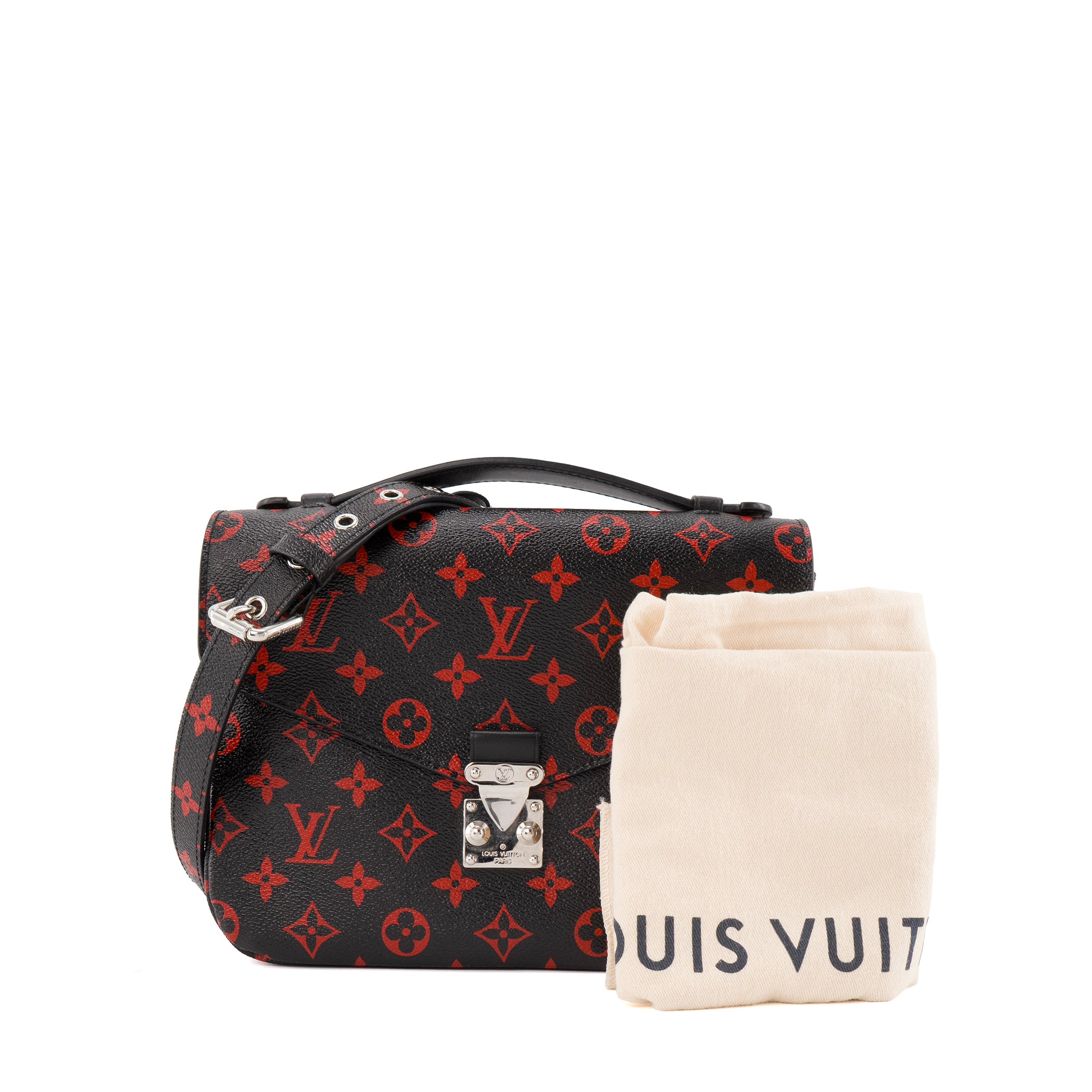 LOUIS VUITTON - Sac à bandoulière Métis Louis Vuitton en toile enduite monogrammée noire et rouge édition limitée Infrarouge