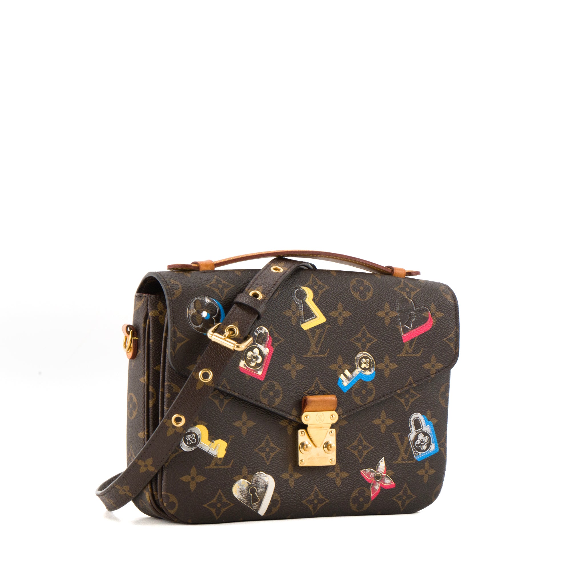 LOUIS VUITTON - Sac à bandoulière Métis Love Lock Louis Vuitton en toile enduite monogrammée édition limitée