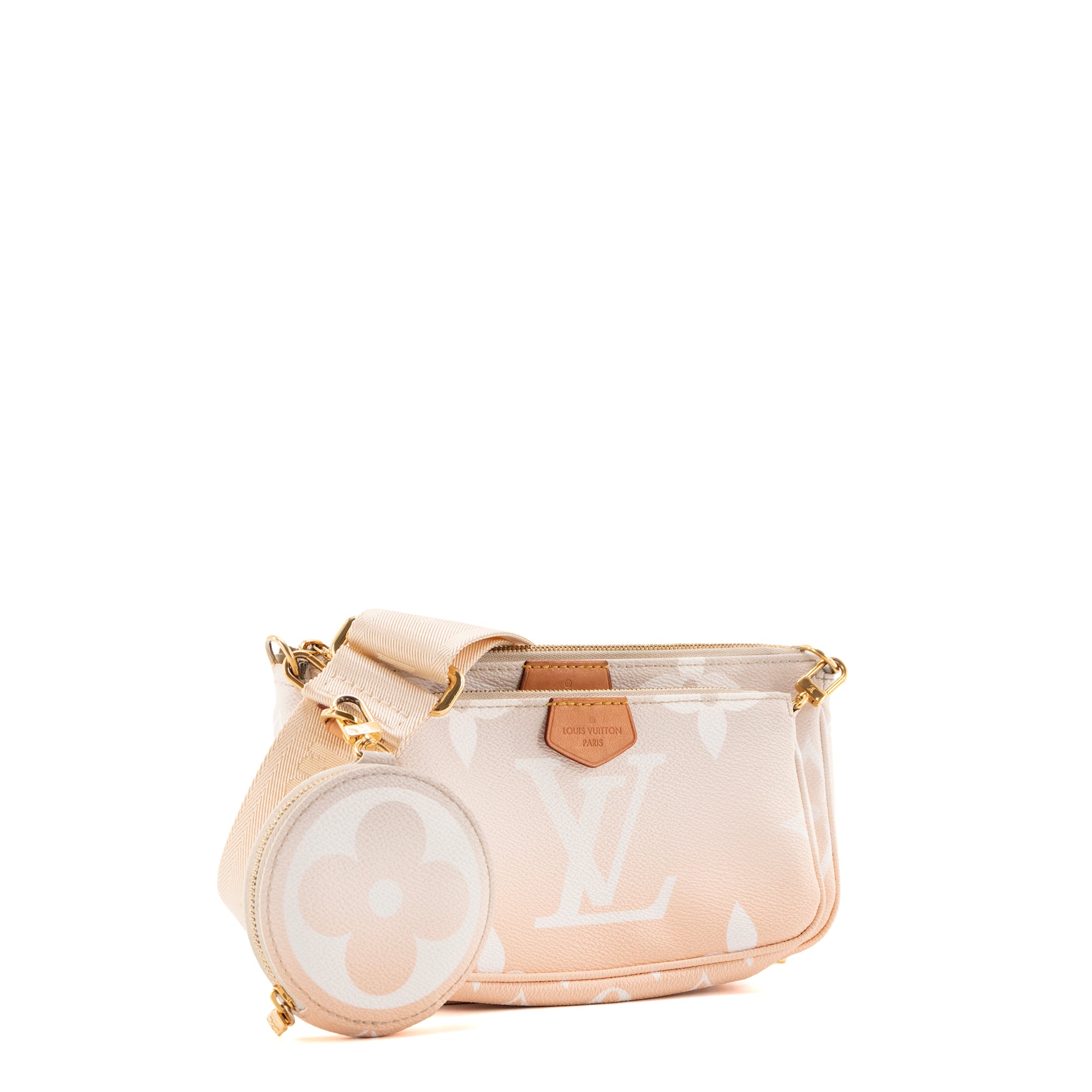 LOUIS VUITTON - Louis Vuitton Limited Edition Multi Pochette Accessoires Shoulder Bag By The Pool in Beige Coated Canvas