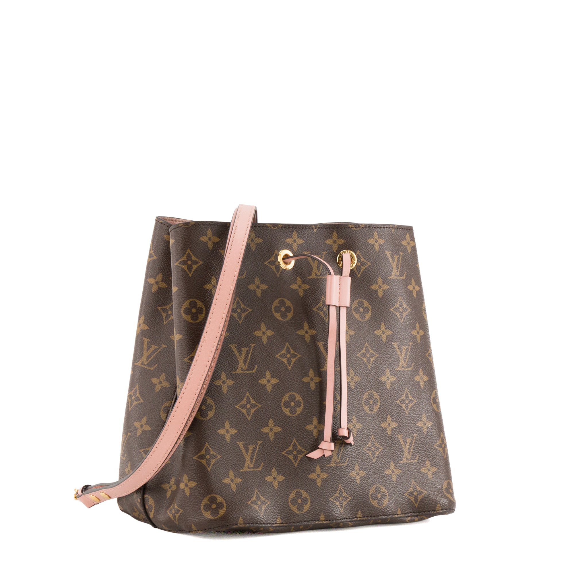 LOUIS VUITTON - Sac à bandoulière Néo Noé Louis Vuitton en toile enduite monogrammée marron et rose
