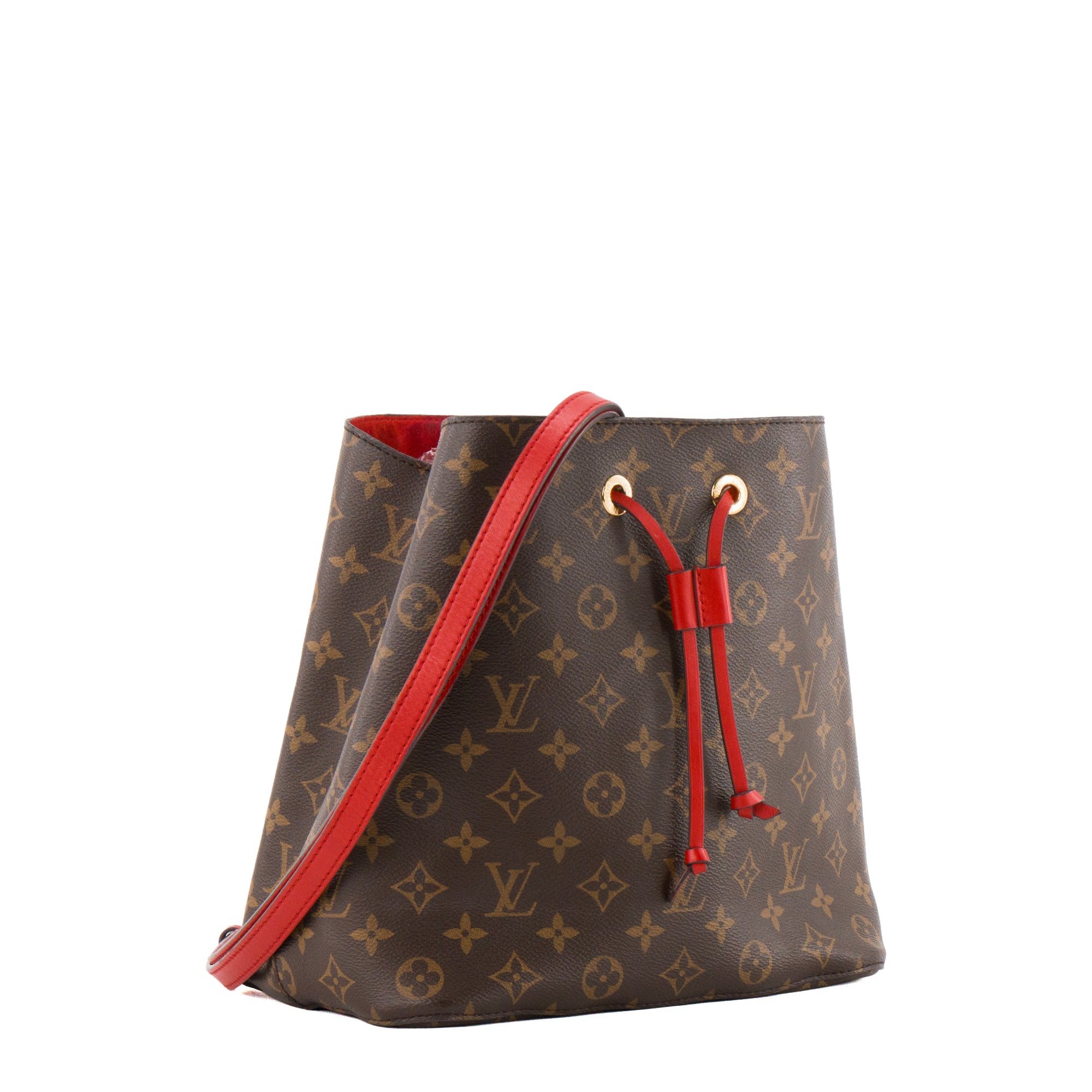 LOUIS VUITTON - Sac à bandoulière NeoNoe Louis Vuitton en toile enduite monogrammée et cuir rouge
