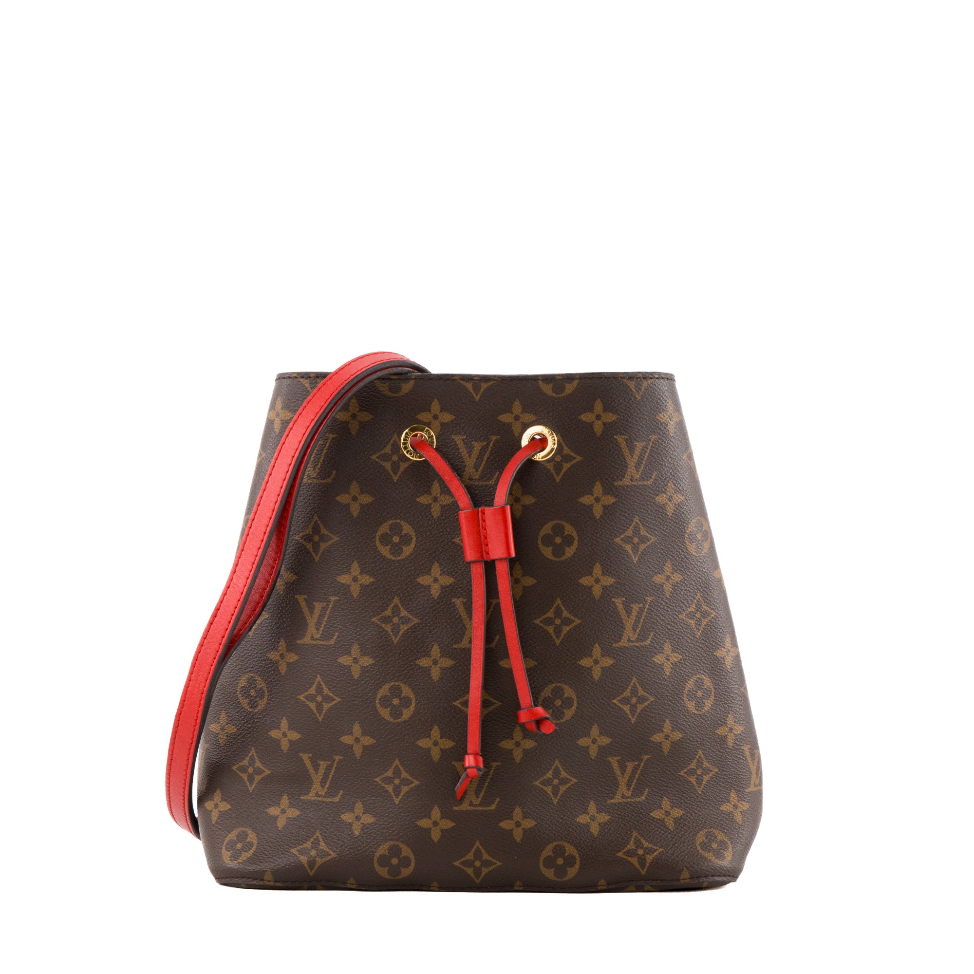 LOUIS VUITTON - Sac à bandoulière NeoNoe Louis Vuitton en toile enduite monogrammée et cuir rouge