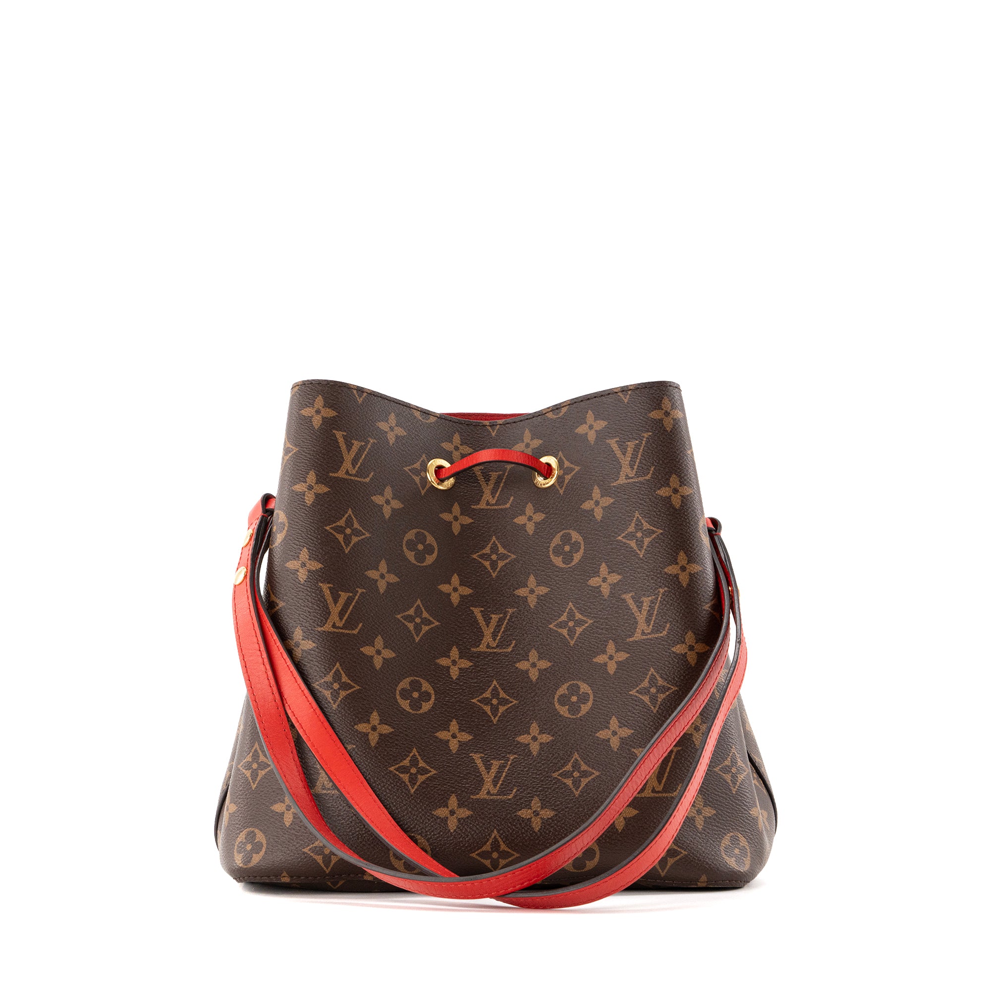 LOUIS VUITTON - Sac à bandoulière NeoNoe Louis Vuitton en toile enduite monogrammée et cuir rouge