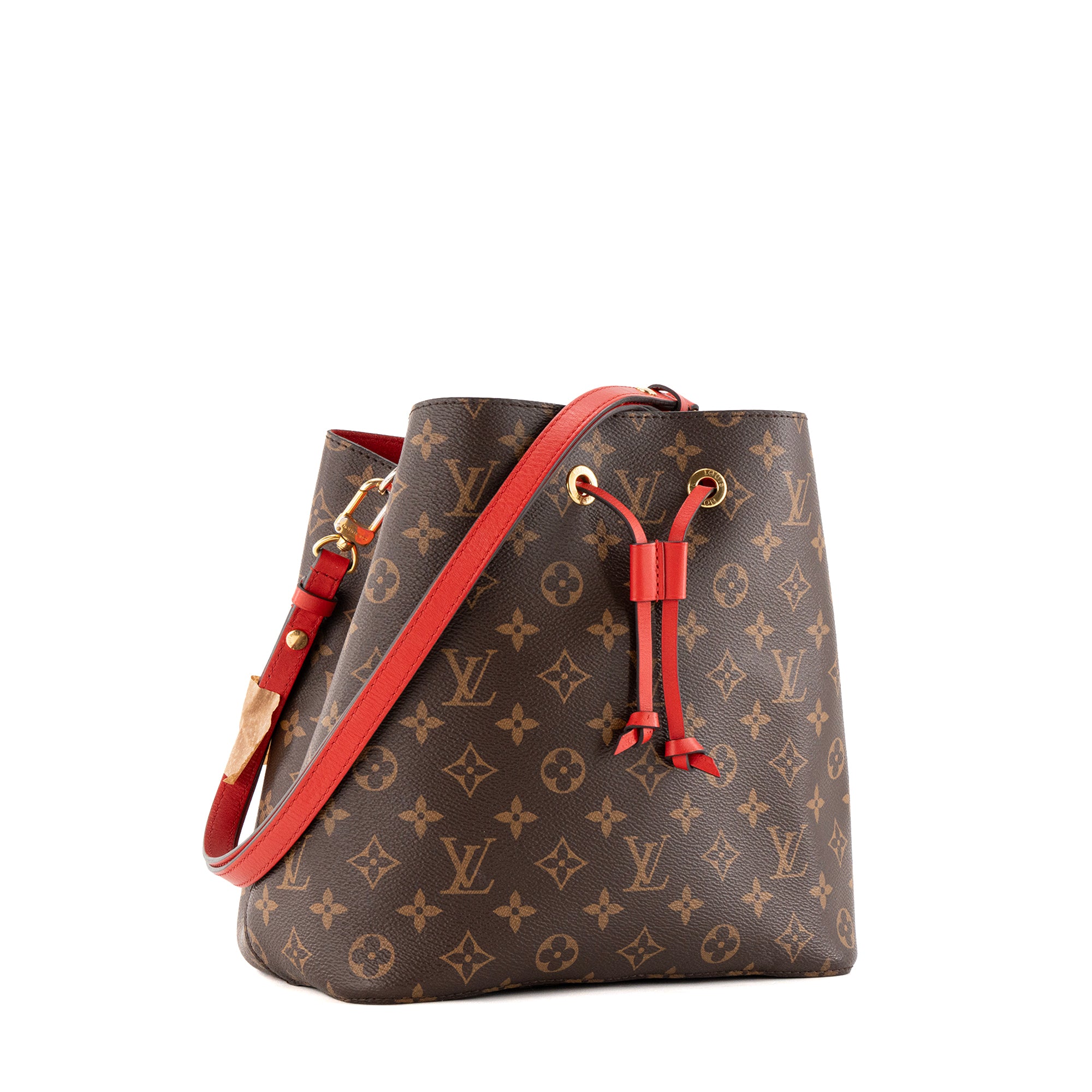 LOUIS VUITTON - Sac à bandoulière NeoNoe Louis Vuitton en toile enduite monogrammée et cuir rouge