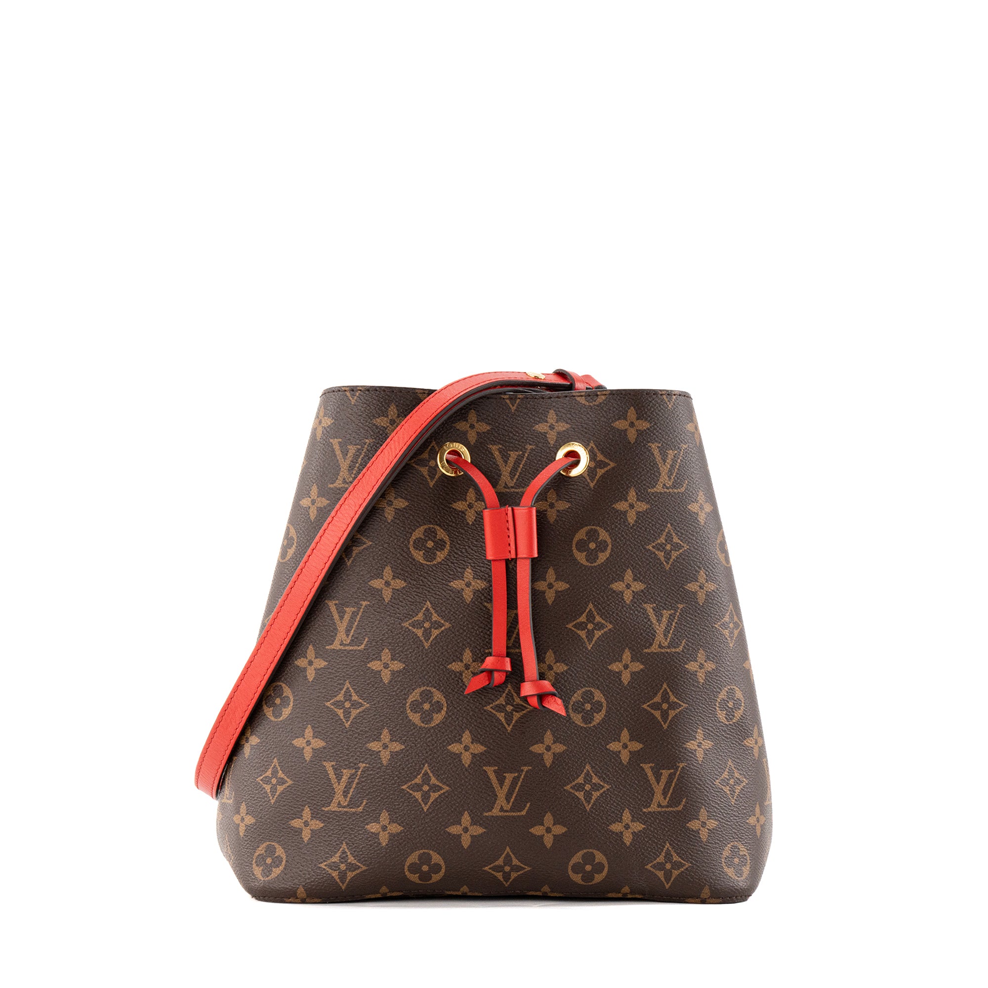 LOUIS VUITTON - Sac à bandoulière NeoNoe Louis Vuitton en toile enduite monogrammée et cuir rouge