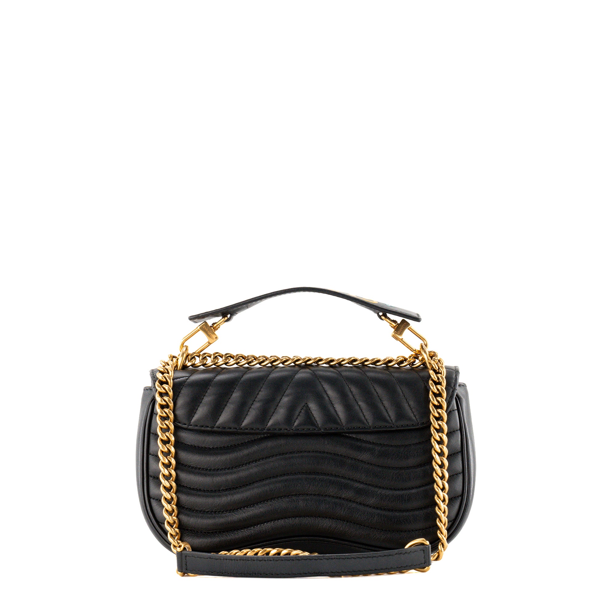 LOUIS VUITTON - Sac à bandoulière New Wave Louis Vuitton en cuir matelassé noir