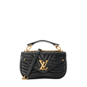 LOUIS VUITTON - Sac à bandoulière New Wave Louis Vuitton en cuir matelassé noir