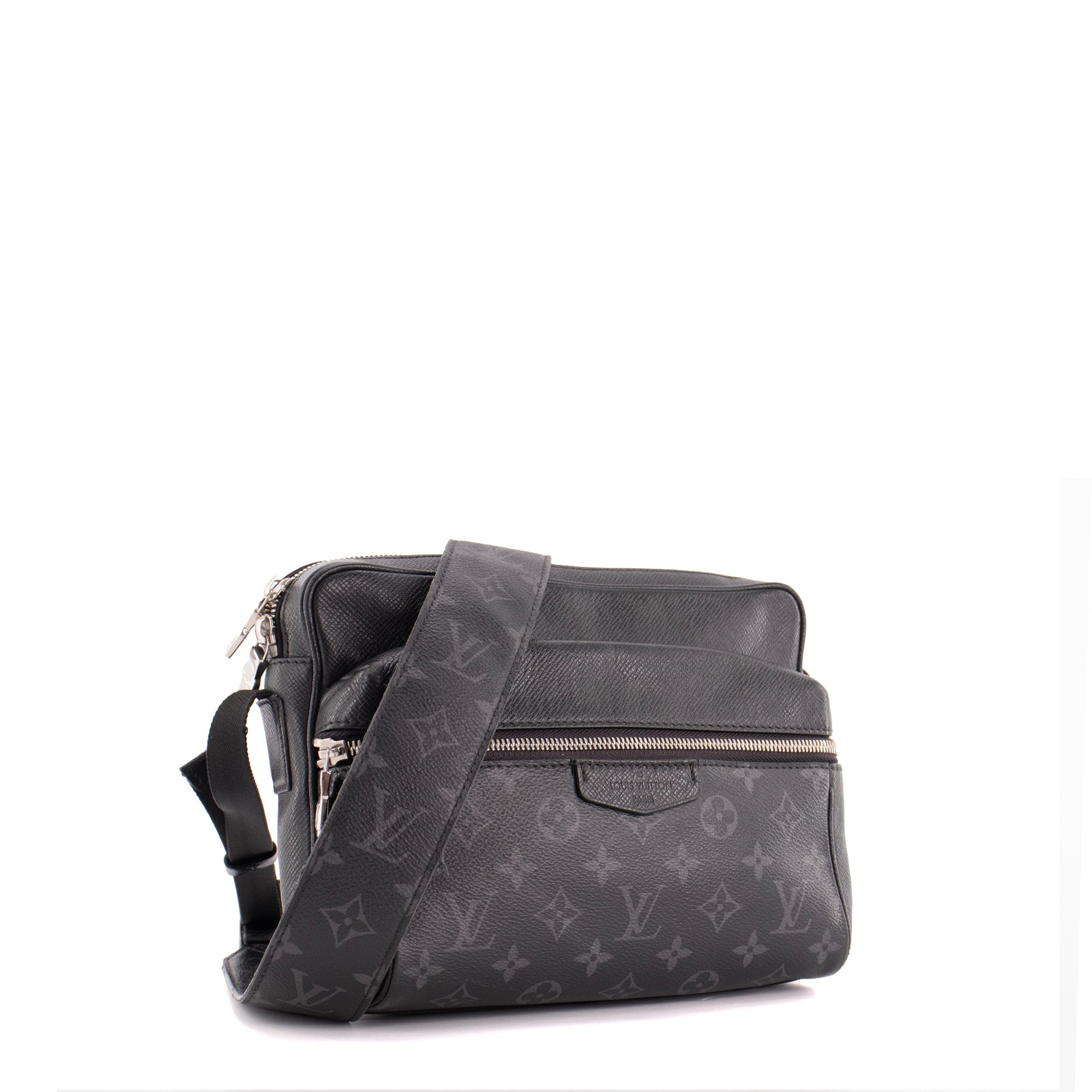LOUIS VUITTON - Sac à bandoulière Outdoor Messenger Louis Vuitton en cuir noir et toile enduite monogrammée éclipse